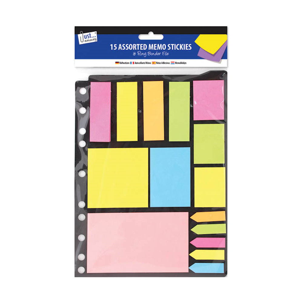 Folder Pack of Neon Memo Stickers - Notes Sticky Adhesive Bright Reminder Pad - 1