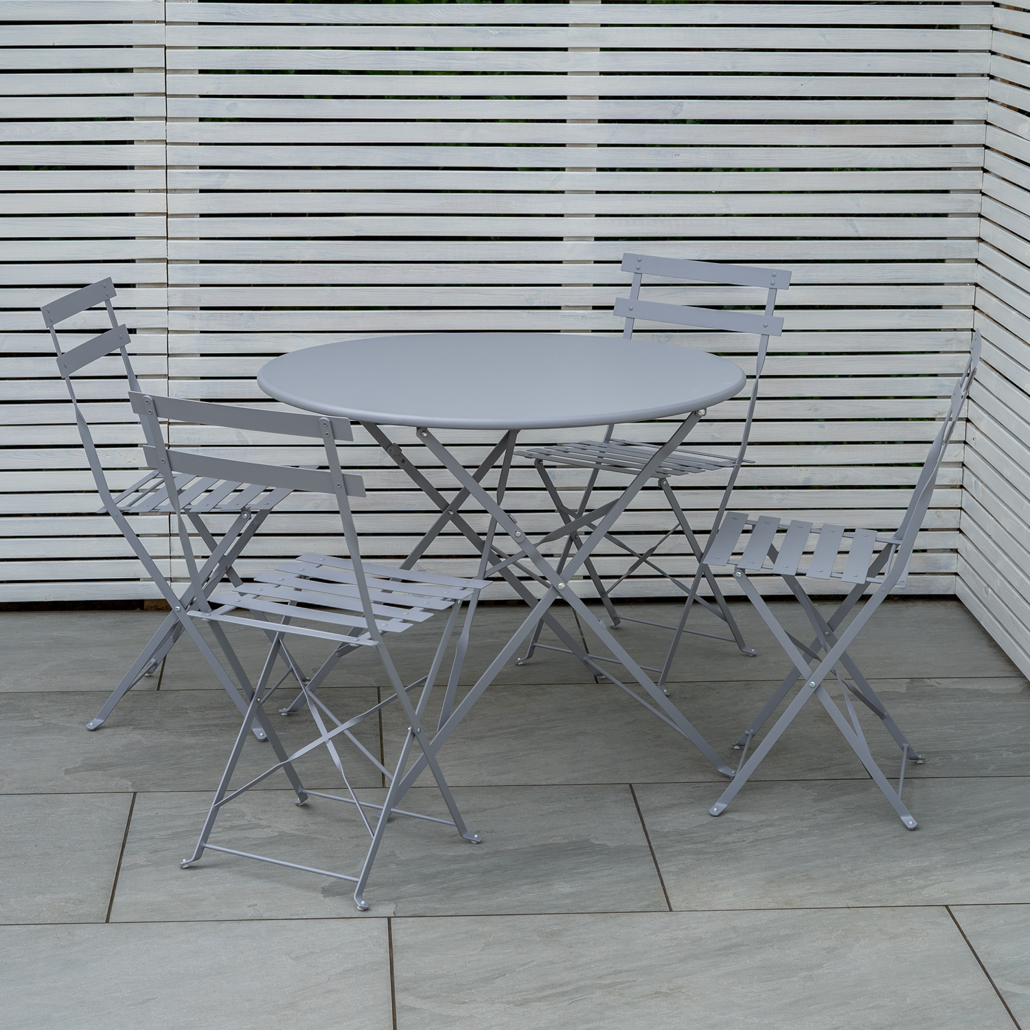 Woodside Folding Outdoor Bistro Metal Dining Set, Foldable Garden Table