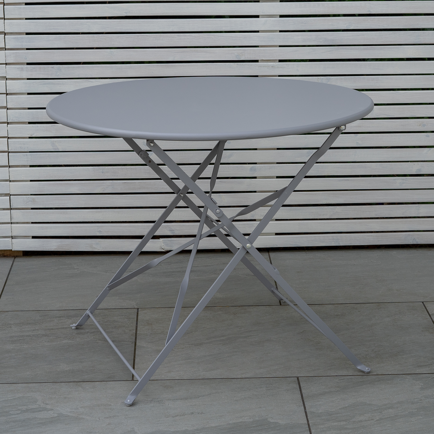 Woodside Folding Outdoor Bistro Metal Dining Set, Foldable Garden Table