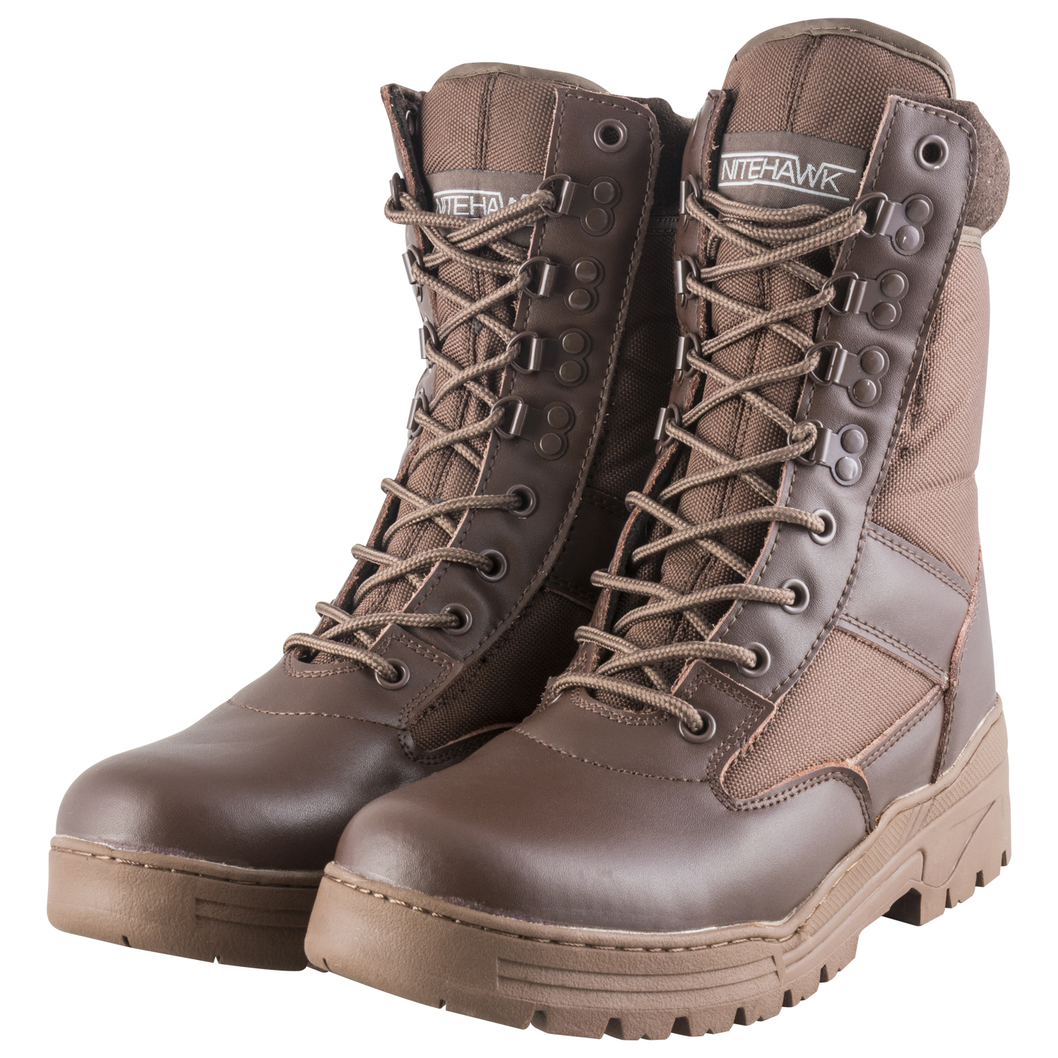 NITEHAWK ARMY MILITARY PATROL Brown Leather Combat Boots Outdoor Cadet NITEHAWK ARMY MILITARY PATROL Brown Leather Combat Boots Outdoor Cadet