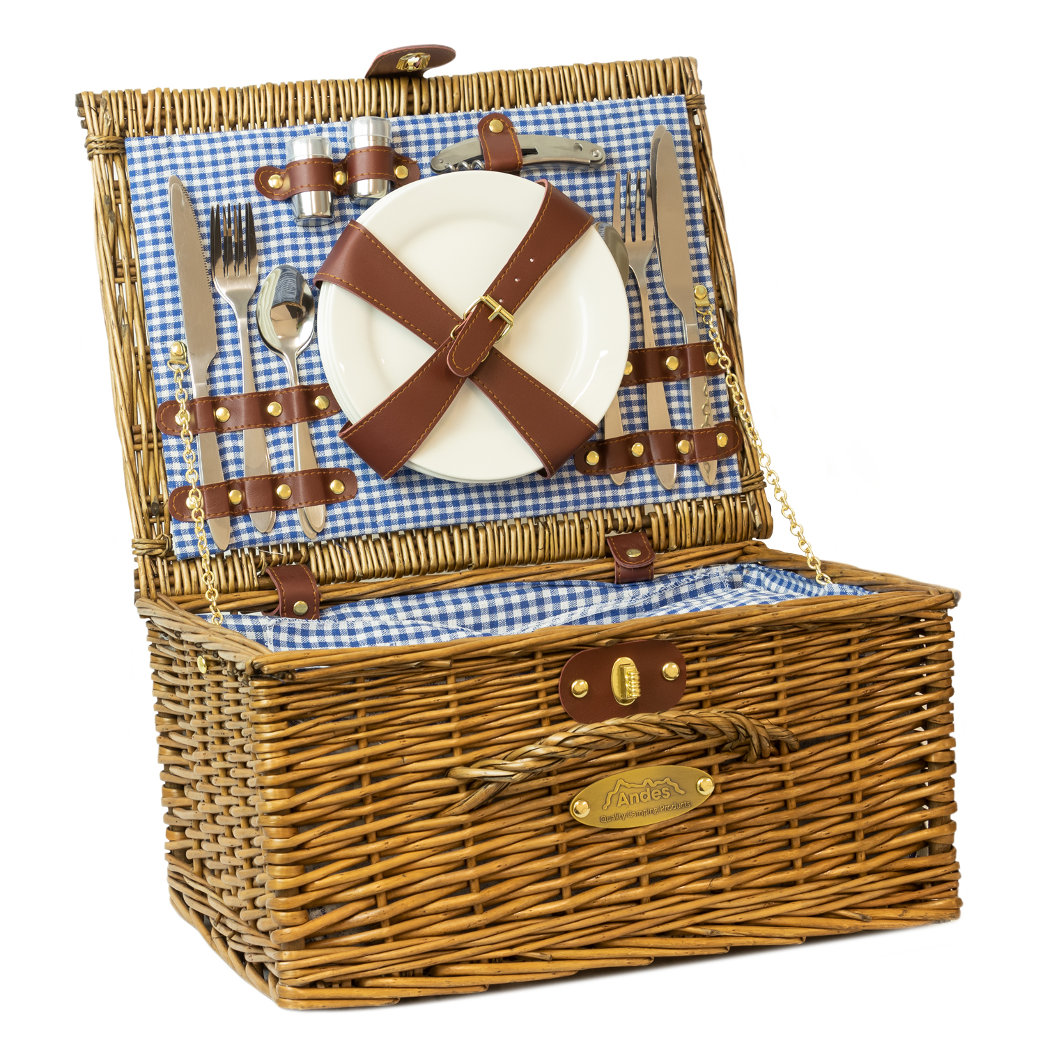 Andes 4 Person Luxury Wicker Basket Outdoor Summer Picnic