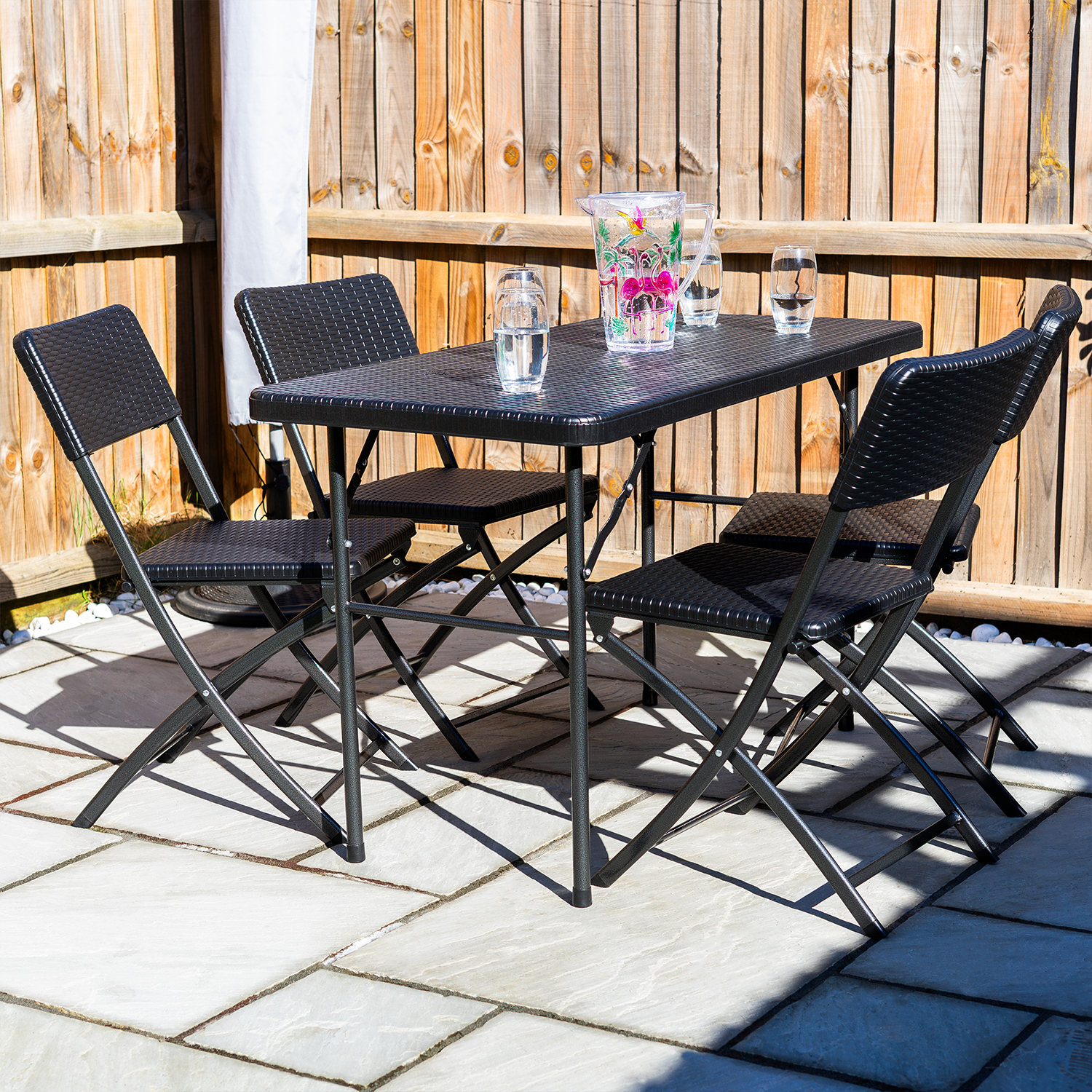 Woodside Rattan Effect Folding Garden Patio Furniture, Table & Chair Dining Sets - Picture 23 of 27