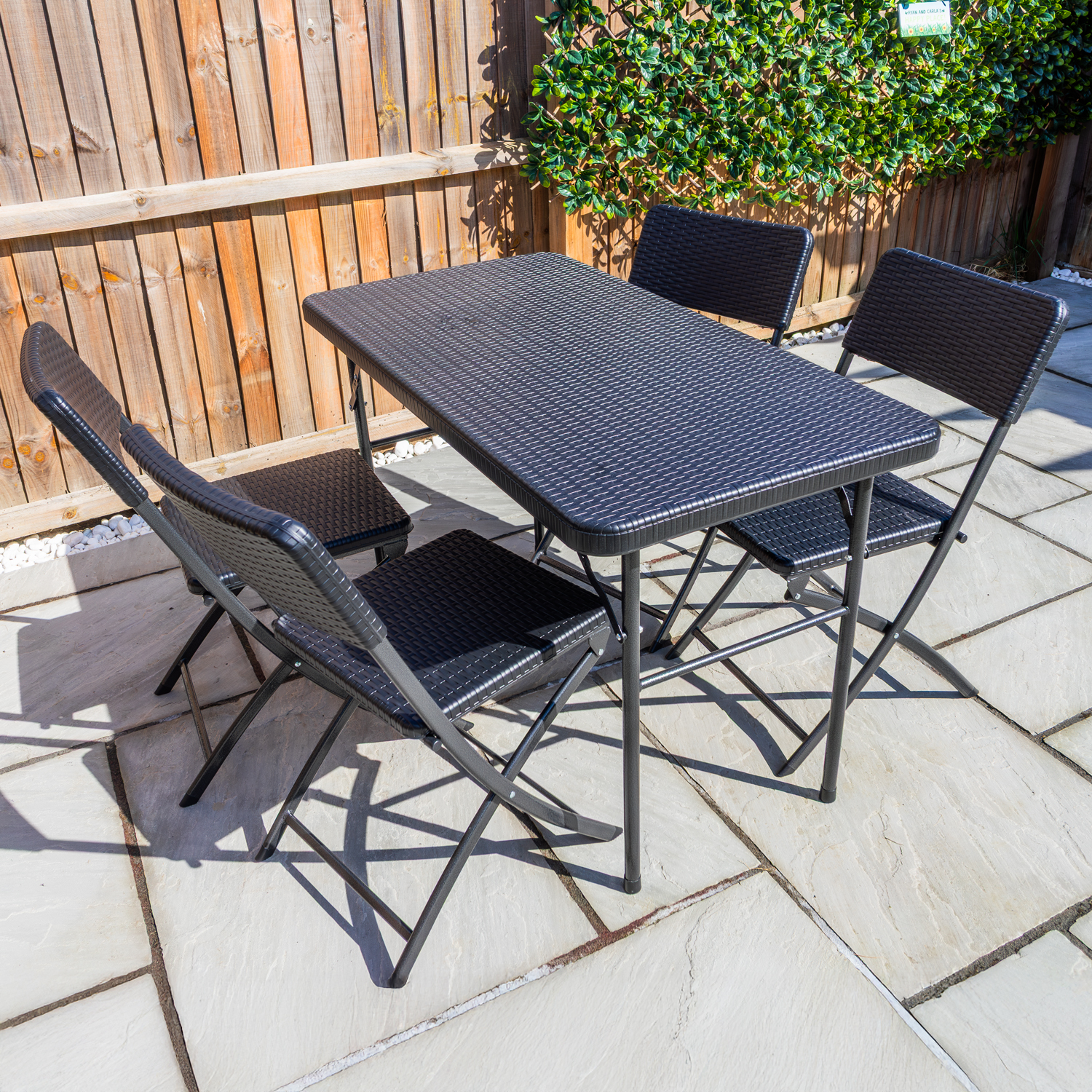 Woodside Rattan Effect Folding Garden Patio Furniture, Table & Chair Dining Sets - Picture 19 of 27