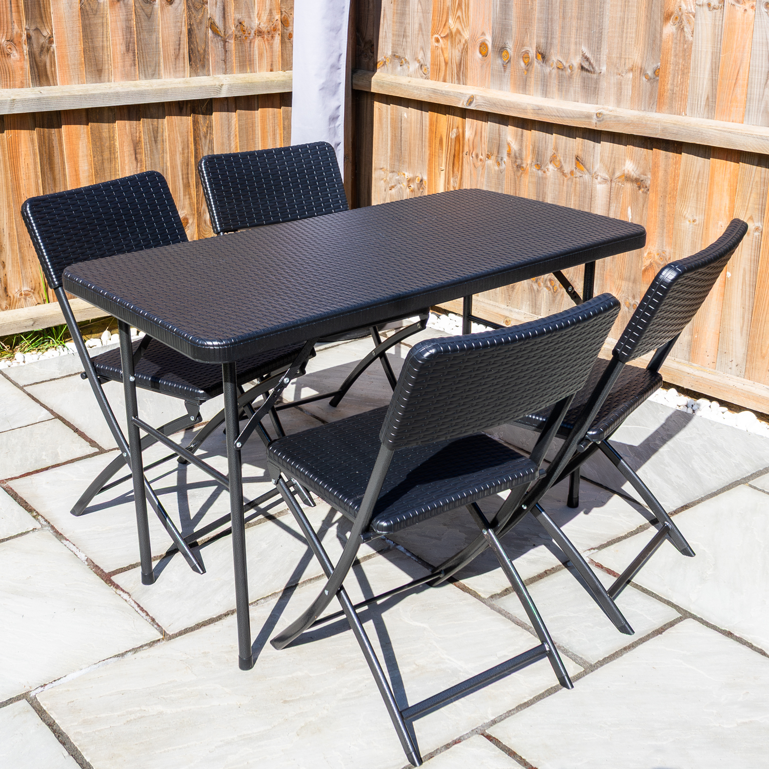 Woodside Rattan Effect Folding Garden Patio Furniture, Table & Chair Dining Sets - Picture 20 of 27