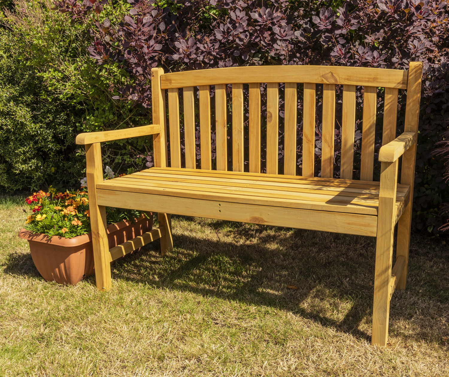 2 Seater Wooden Garden Bench Woodside Outdoor Wooden 2 Seater Bench Garden Patio Furniture | eBay
