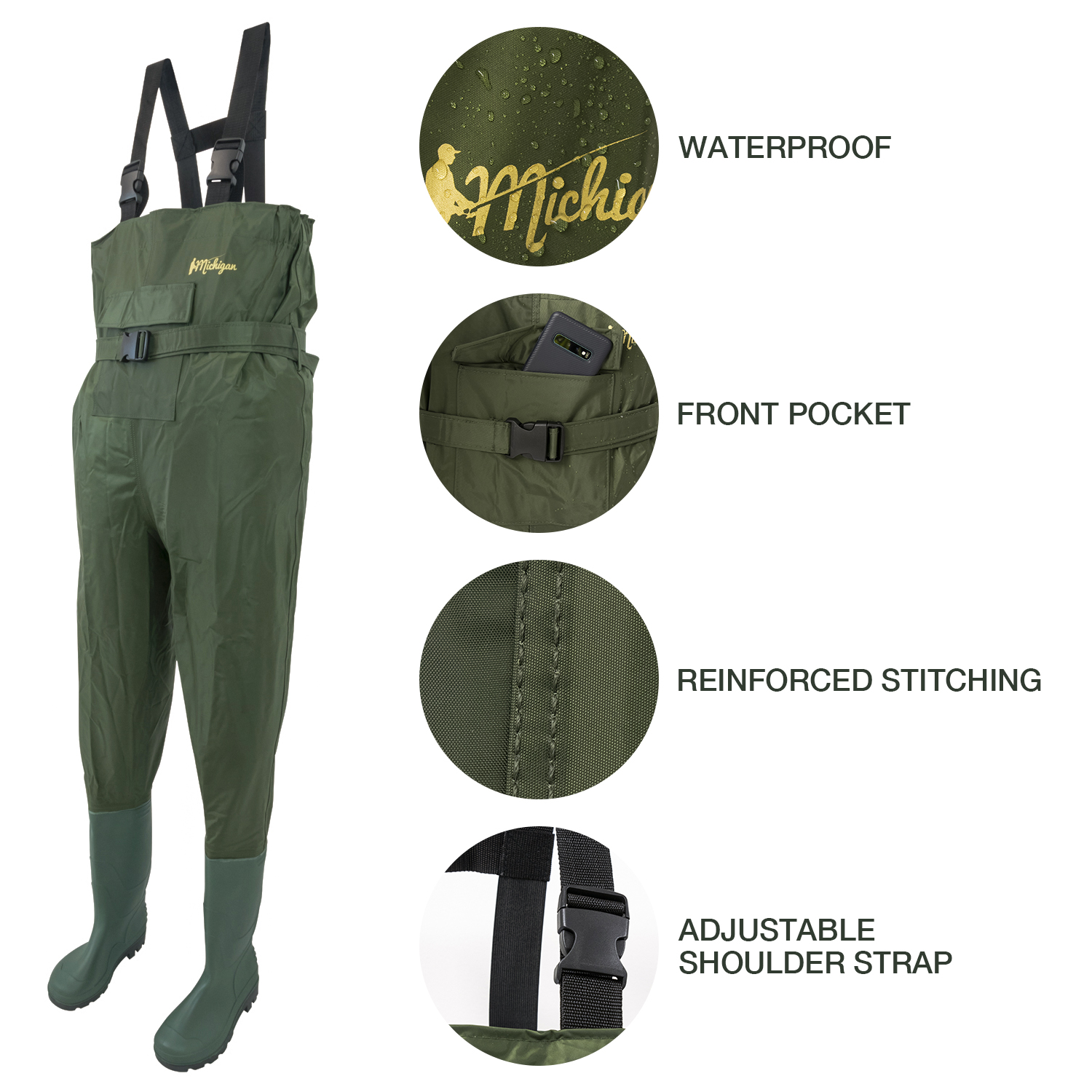 Fishing Chest Waders With Belt Sizes 6 12 Nylon Waterproof Fly Coarse