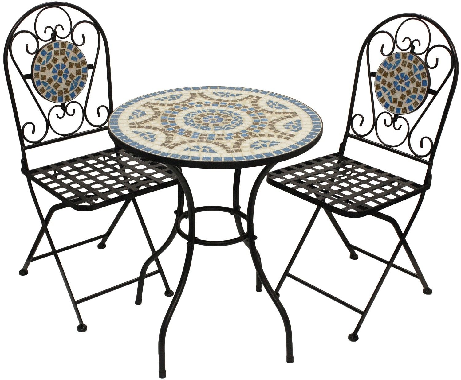Woodside Mosaic Garden Table And Folding Chair Set Outdoor Dining