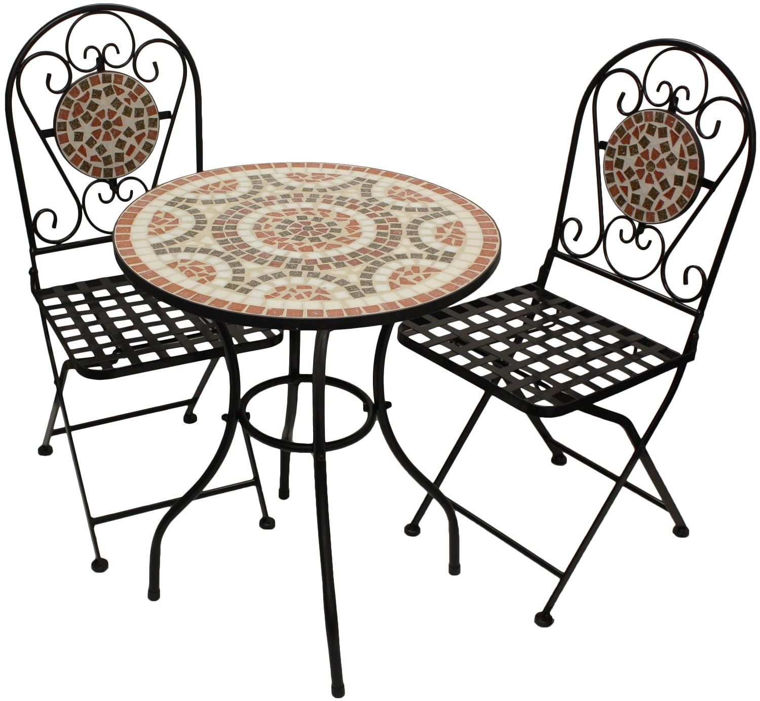 Woodside Mosaic Garden Table And Folding Chair Set Outdoor Dining