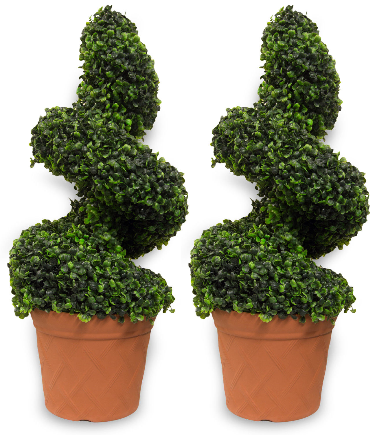 Pair Of Woodside Artificial Topiary Swirl Trees/Bushes 80cm Tall Indoor