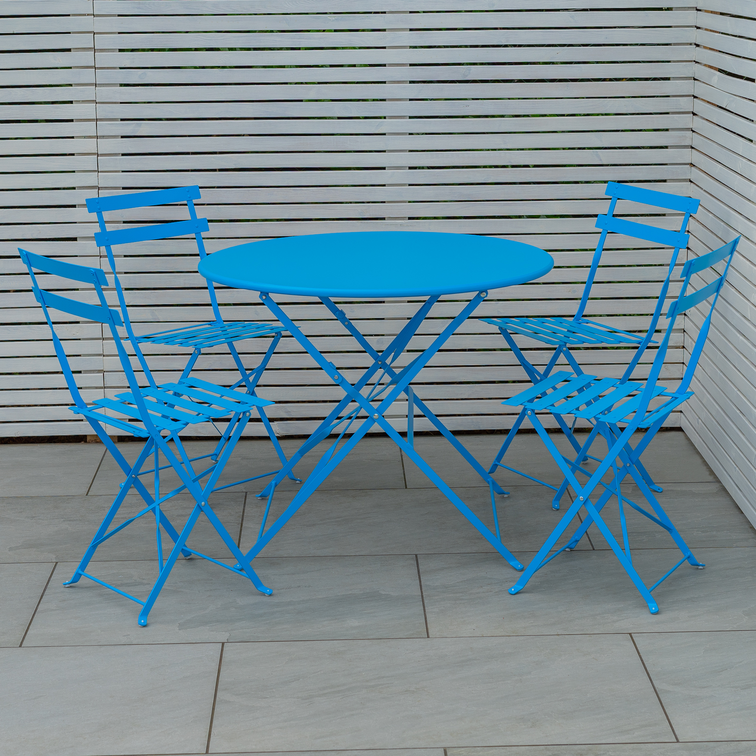 Woodside Folding Outdoor Bistro Metal Dining Set, Foldable Garden Table