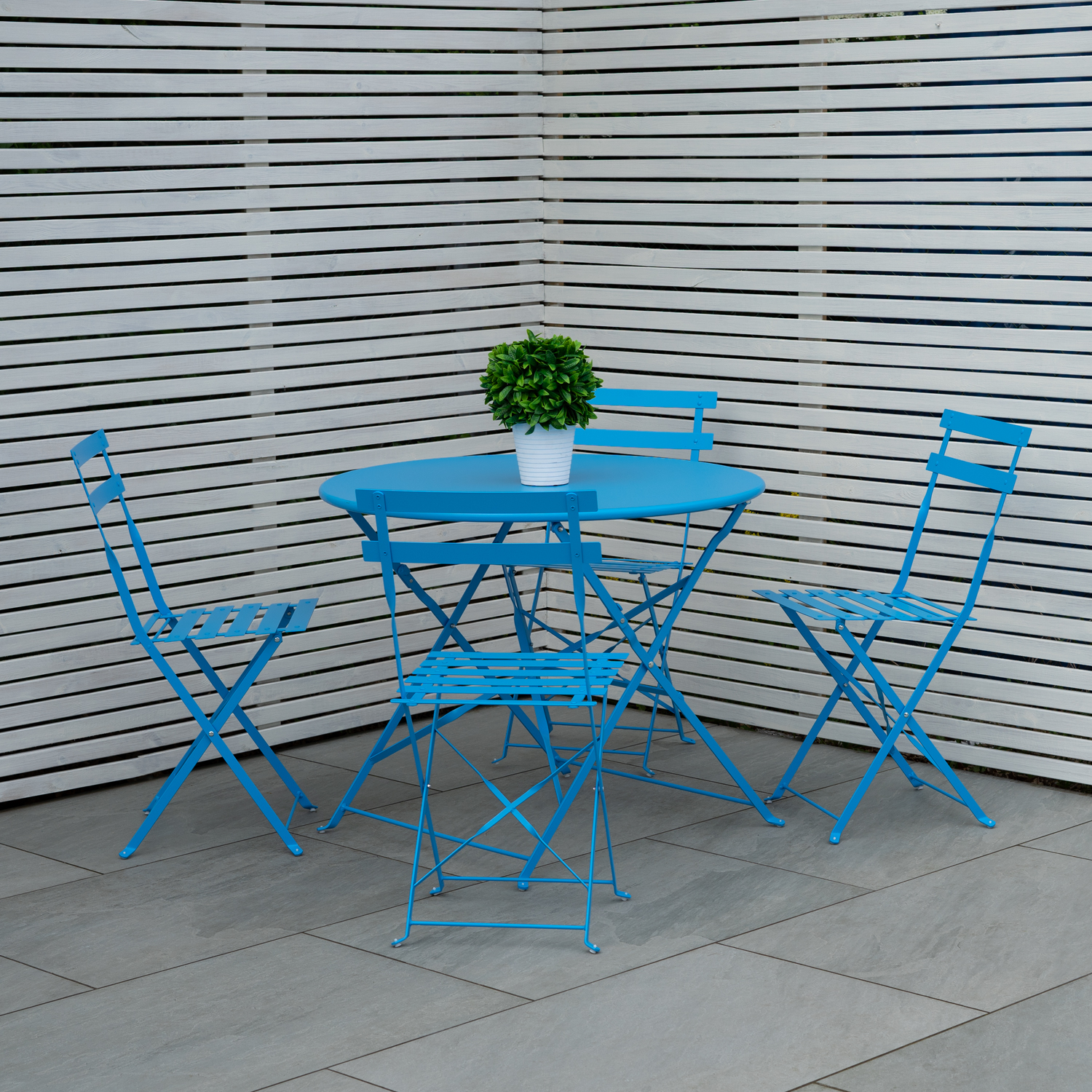 Woodside Folding Outdoor Bistro Metal Dining Set, Foldable Garden Table