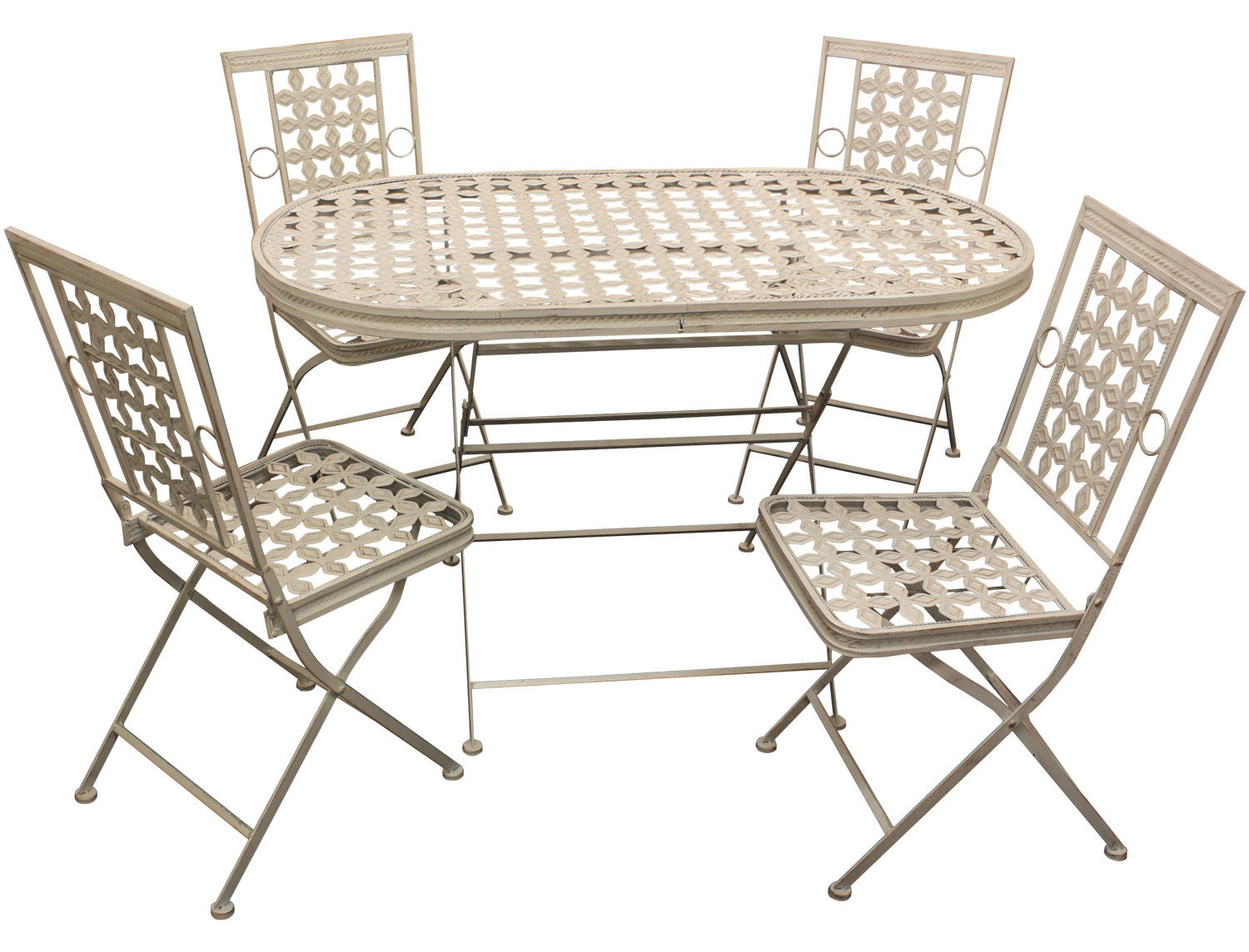Woodside Folding Metal Outdoor Garden Patio Dining Table And 4 Chairs
