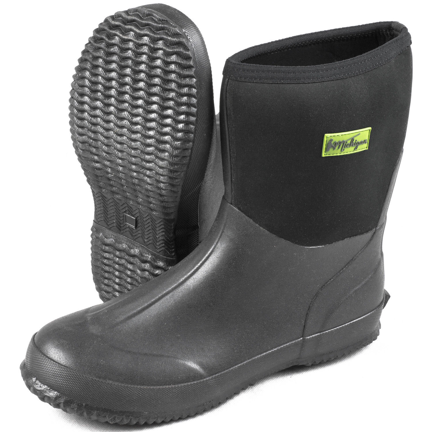 Michigan Black Neoprene Waterproof Outdoor Garden Wellington Boots Ebay
