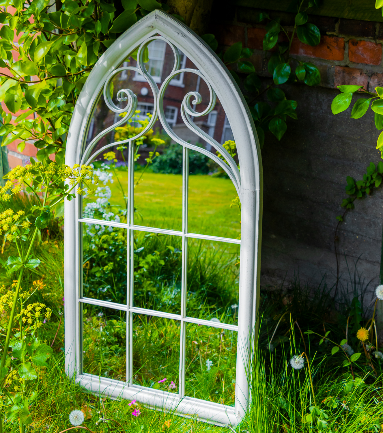 Woodside Selby XL Decorative Arched Outdoor Garden Mirror, W: 60.5cm x