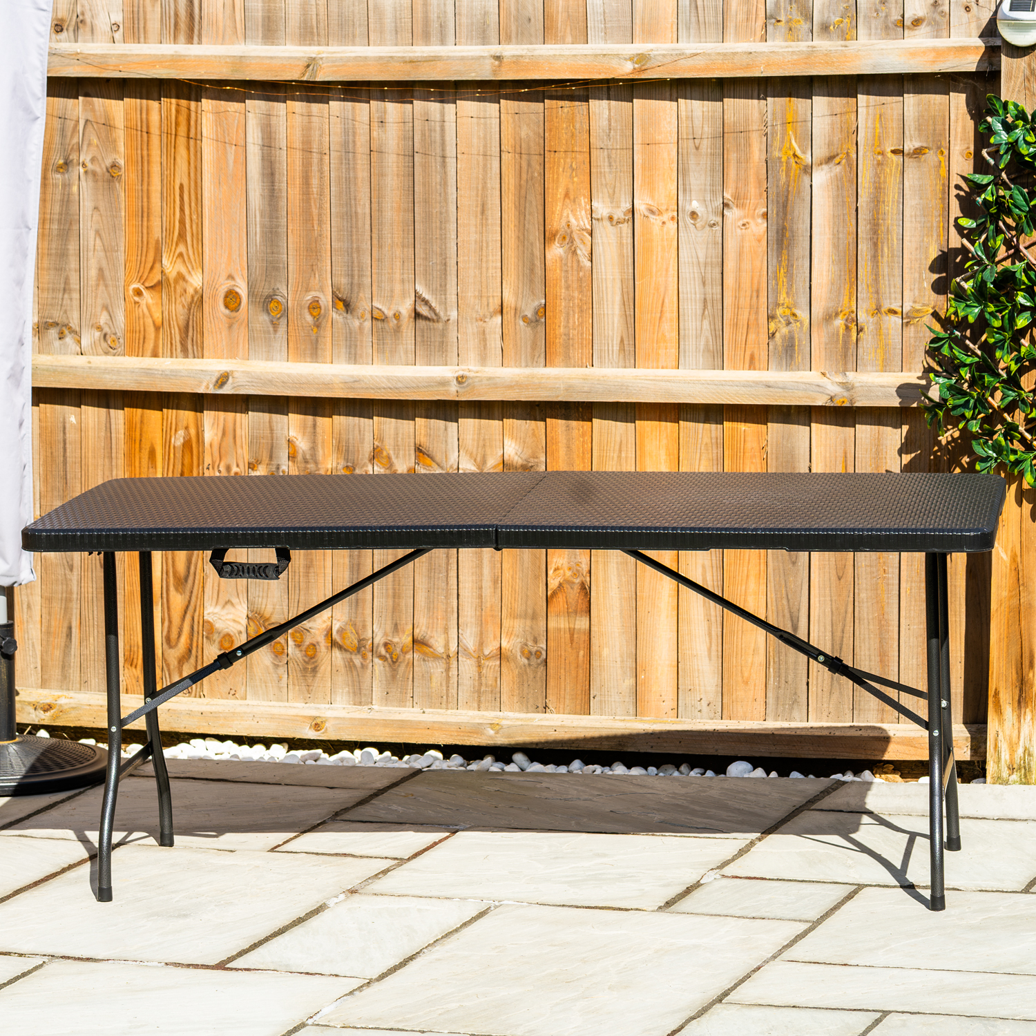 Woodside Rattan Effect Folding Garden Patio Furniture, Table & Chair Dining Sets - Picture 13 of 27