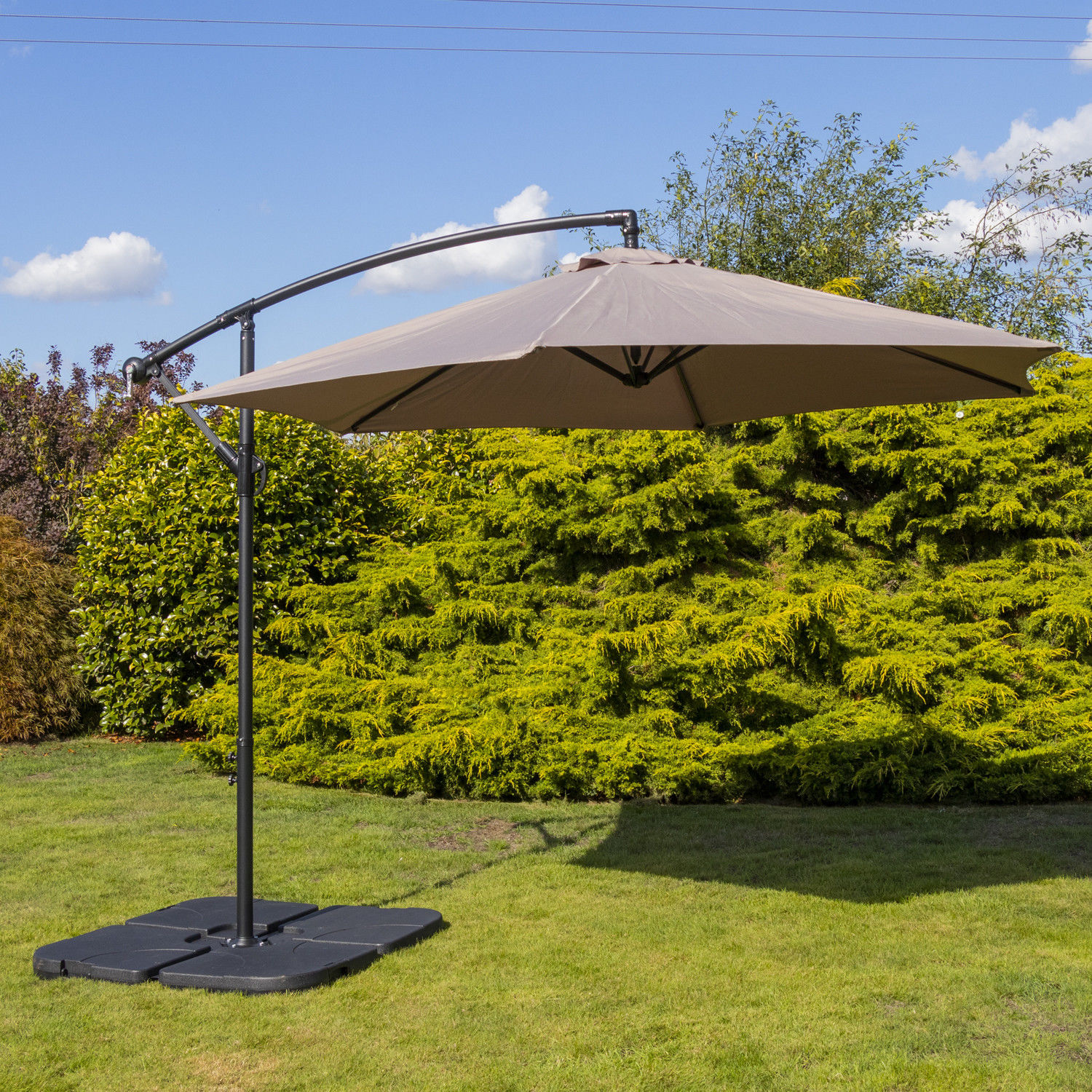 Woodside 3m Garden Hanging Cantilever Banana Parasol Umbrella with