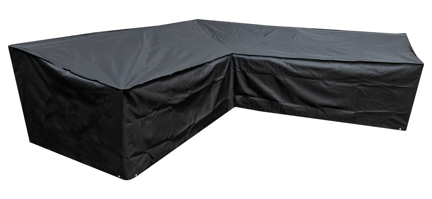 Woodside L Shape Outdoor Garden Corner Sofa Cover, Black 600D Polyester