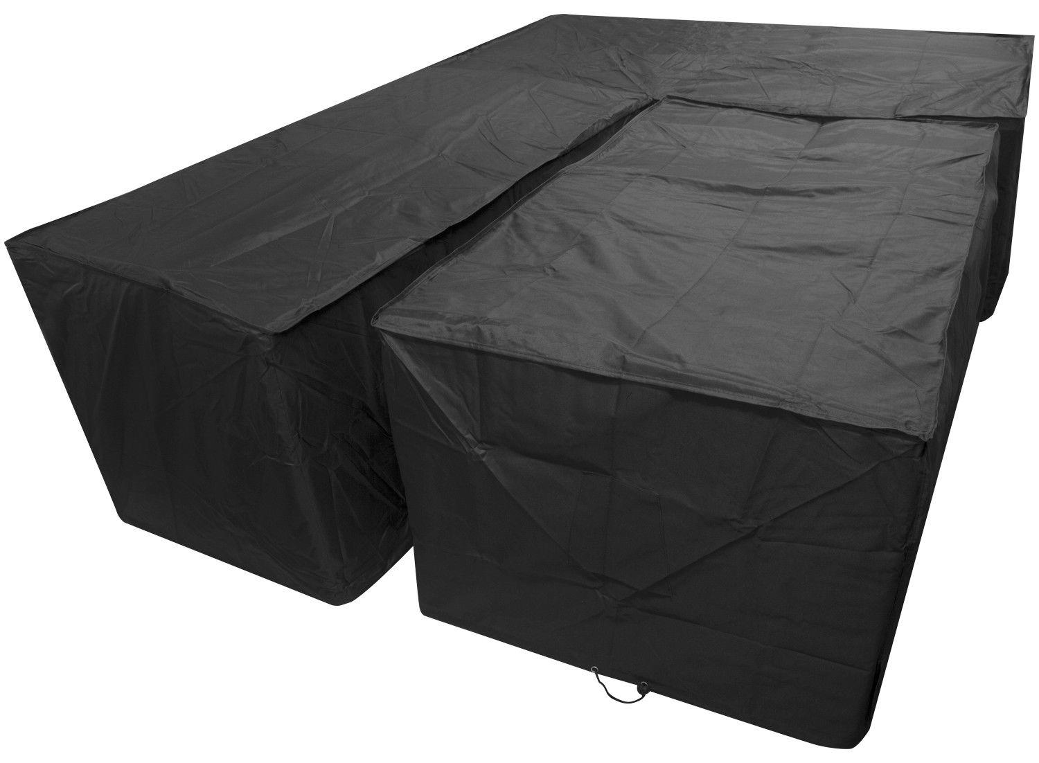 Woodside Black L Shape Outdoor Dining Waterproof Patio Set Cover Rattan