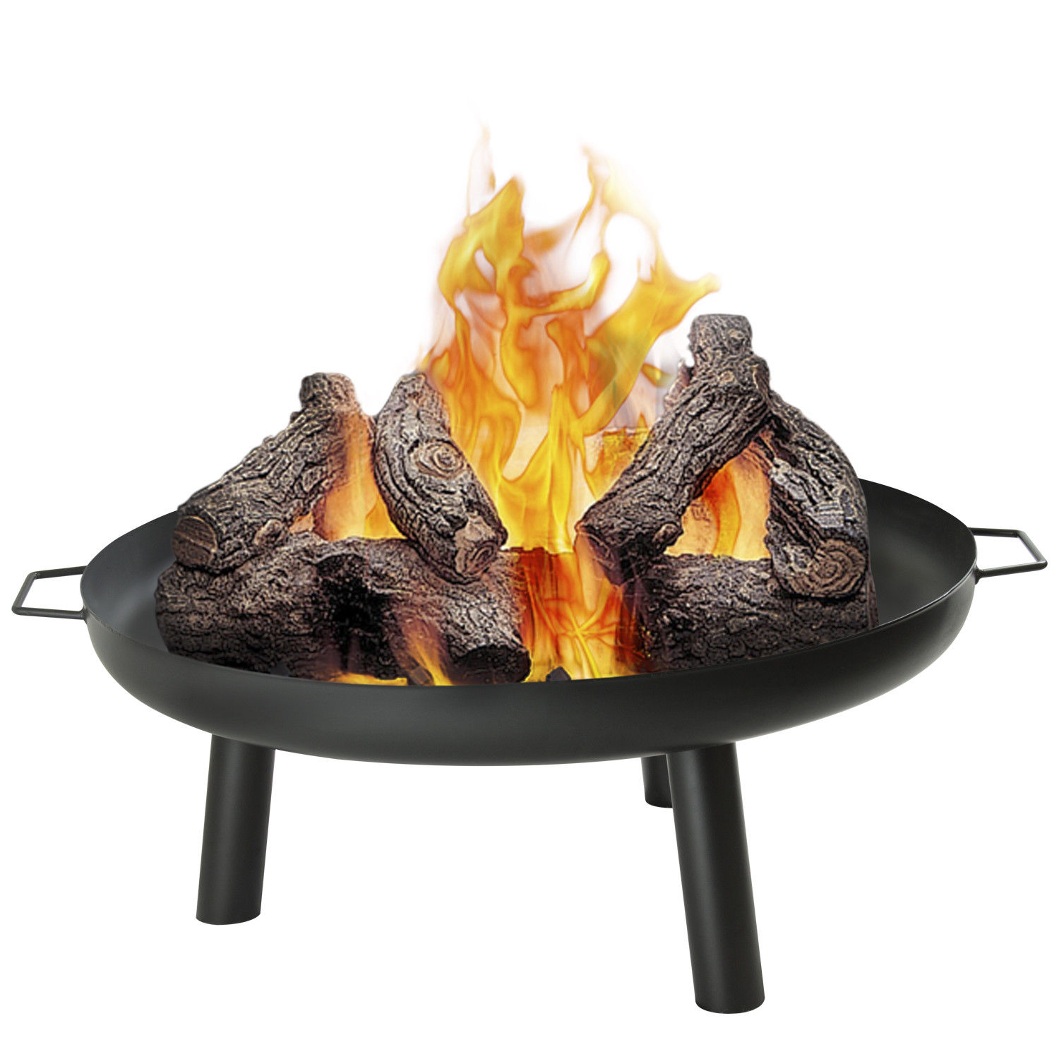 Round BBQ Bonfire Brazier Fire Bowl Basket Heater Firepit Garden Log Wood Burner