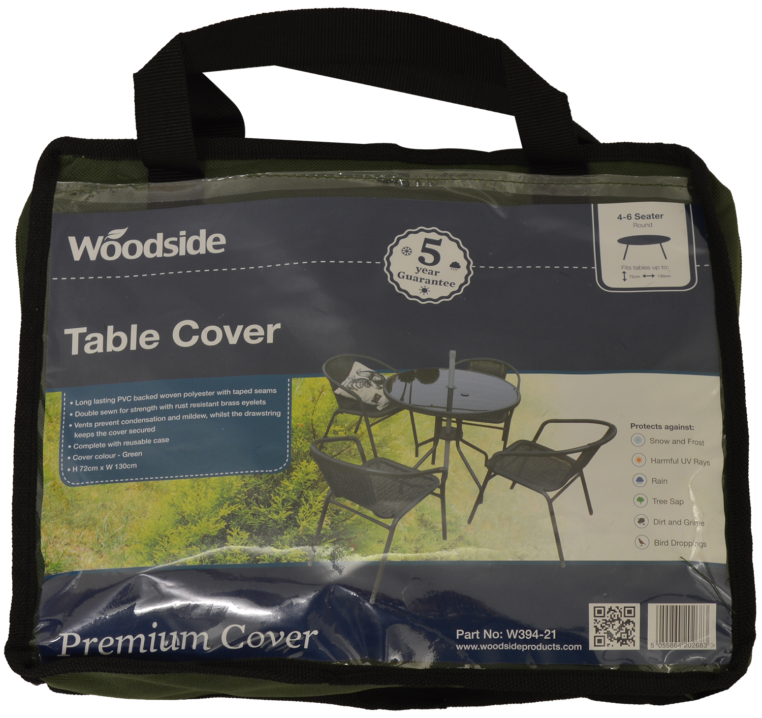 Woodside 46 Seater Green Waterproof Round Garden Patio Table Cover