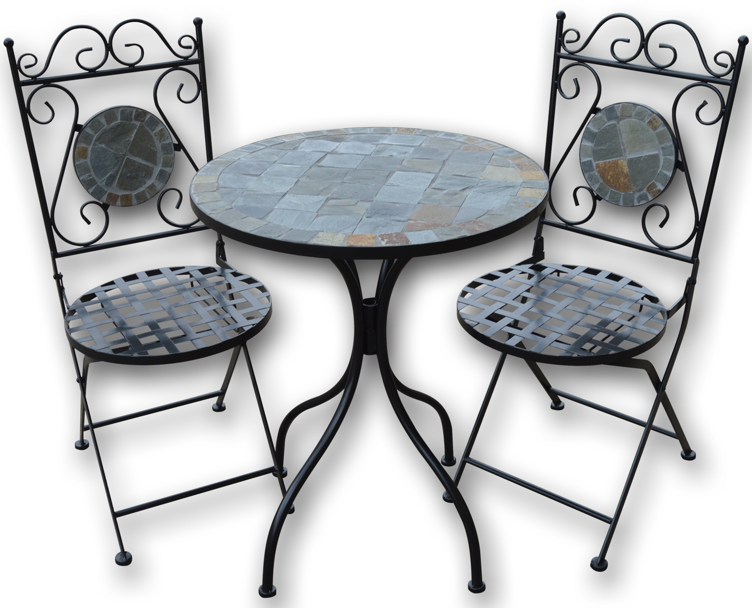 Woodside Mosaic Garden Table And Folding Chair Set Outdoor Dining