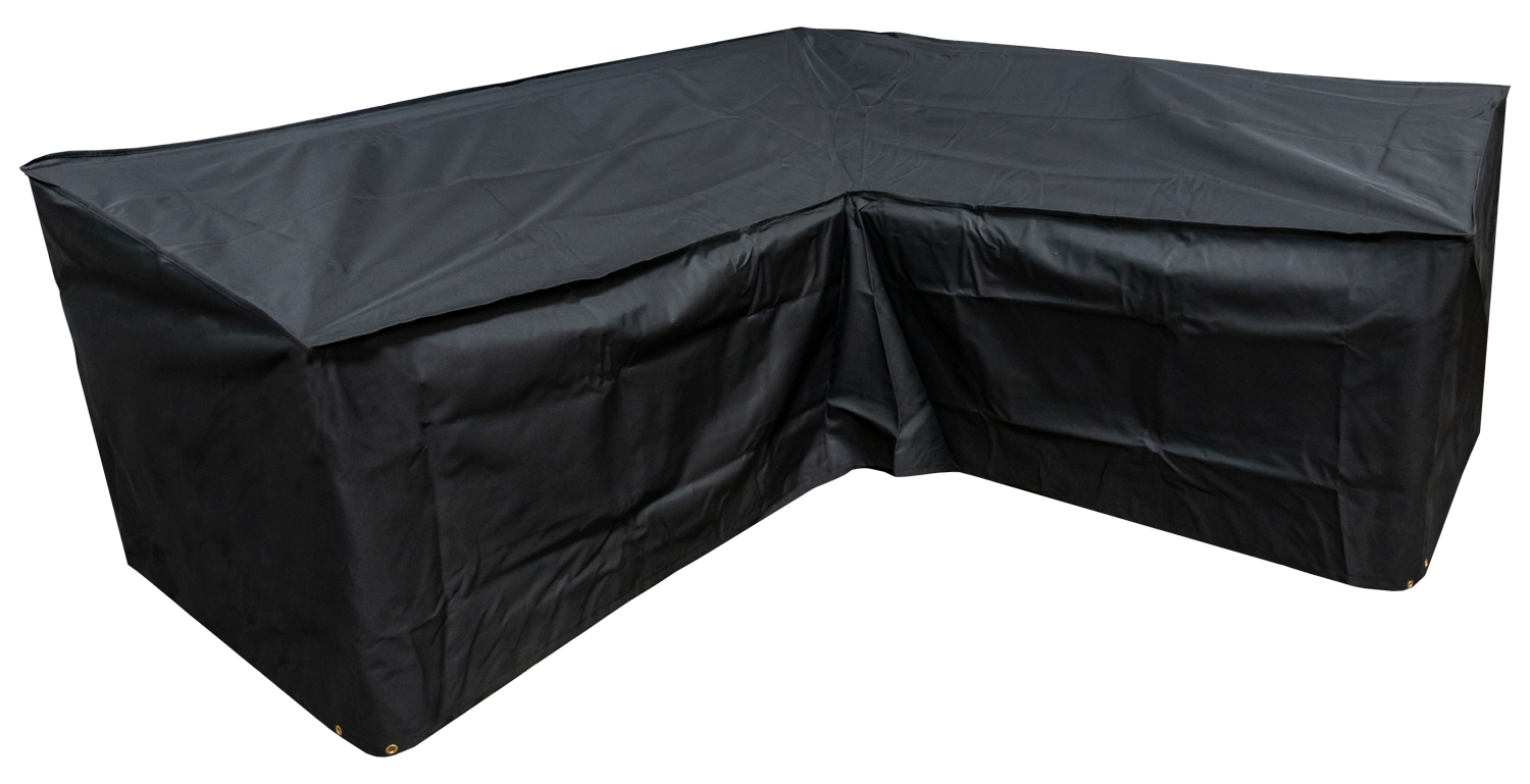 Woodside L Shape Outdoor Garden Corner Sofa Cover, Black 600D Polyester