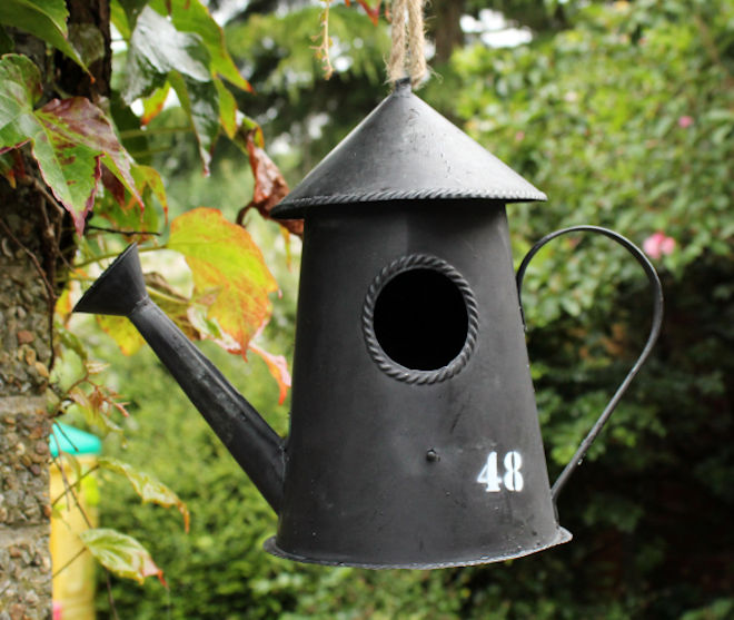 Novelty Metal Watering Bird House Hatching & Nesting Box Small For