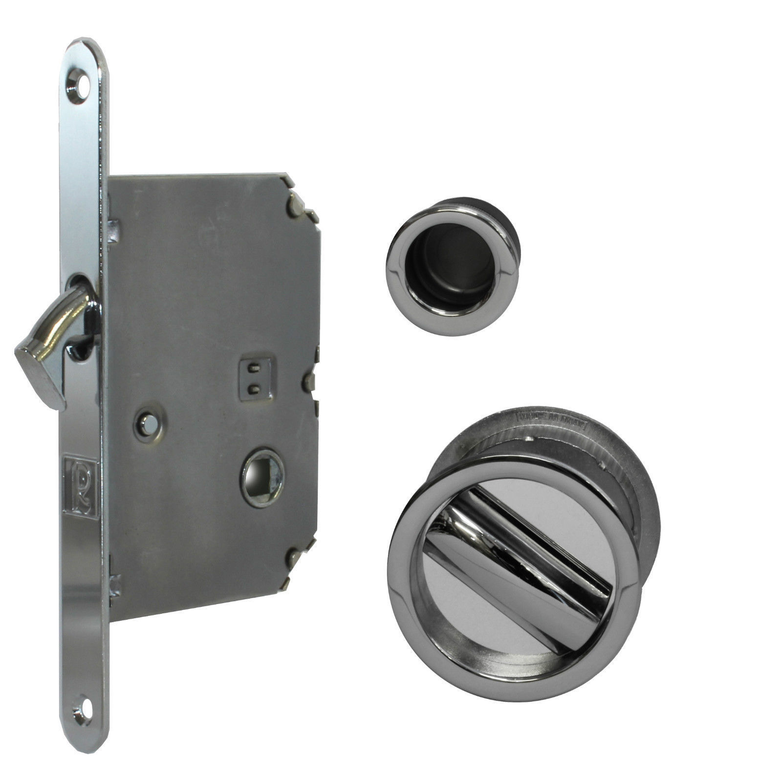 Jv825 Sliding Pocket Door Bathroom Lock Set Cw 2 Flush Pulls And End