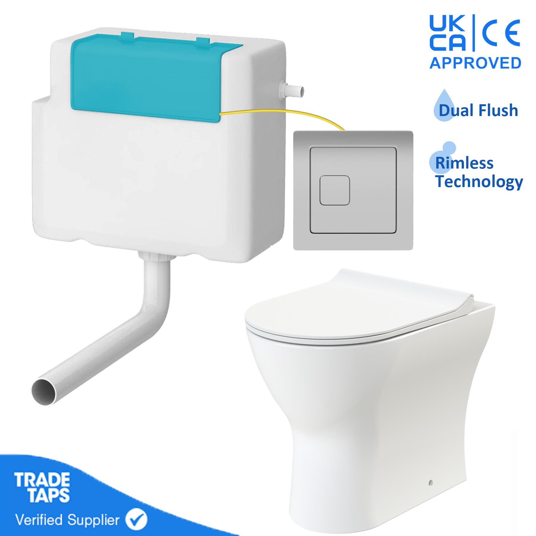 Rimless Back to Wall Toilet BTW Pan Soft Close WC Concealed Cistern ...