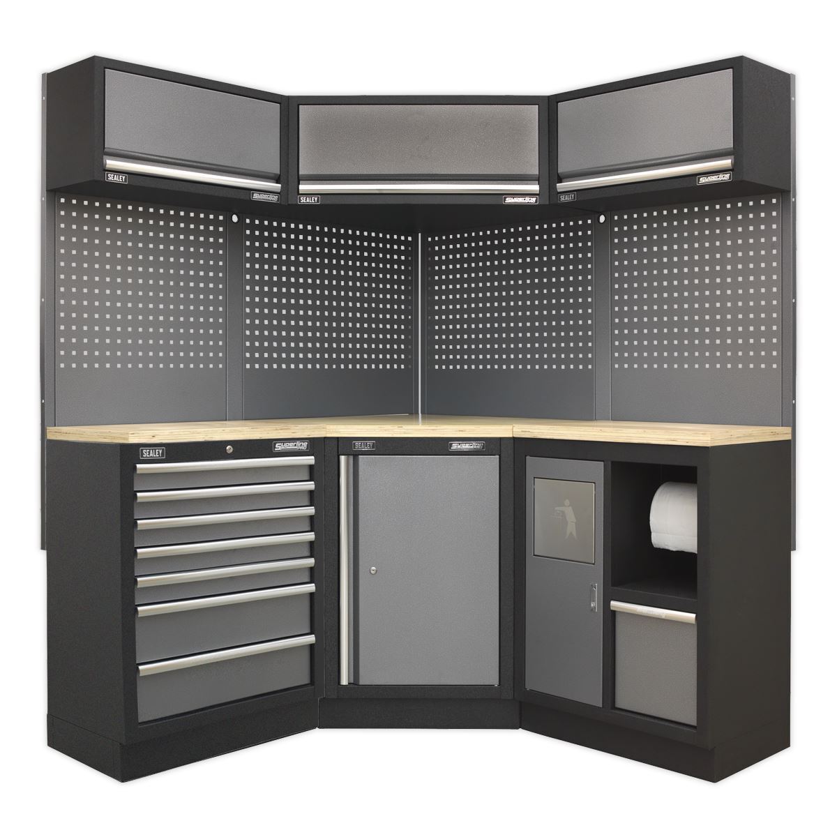 Sealey Modular Storage System Superline PRO Corner Wood Worktop Garage 1.6m