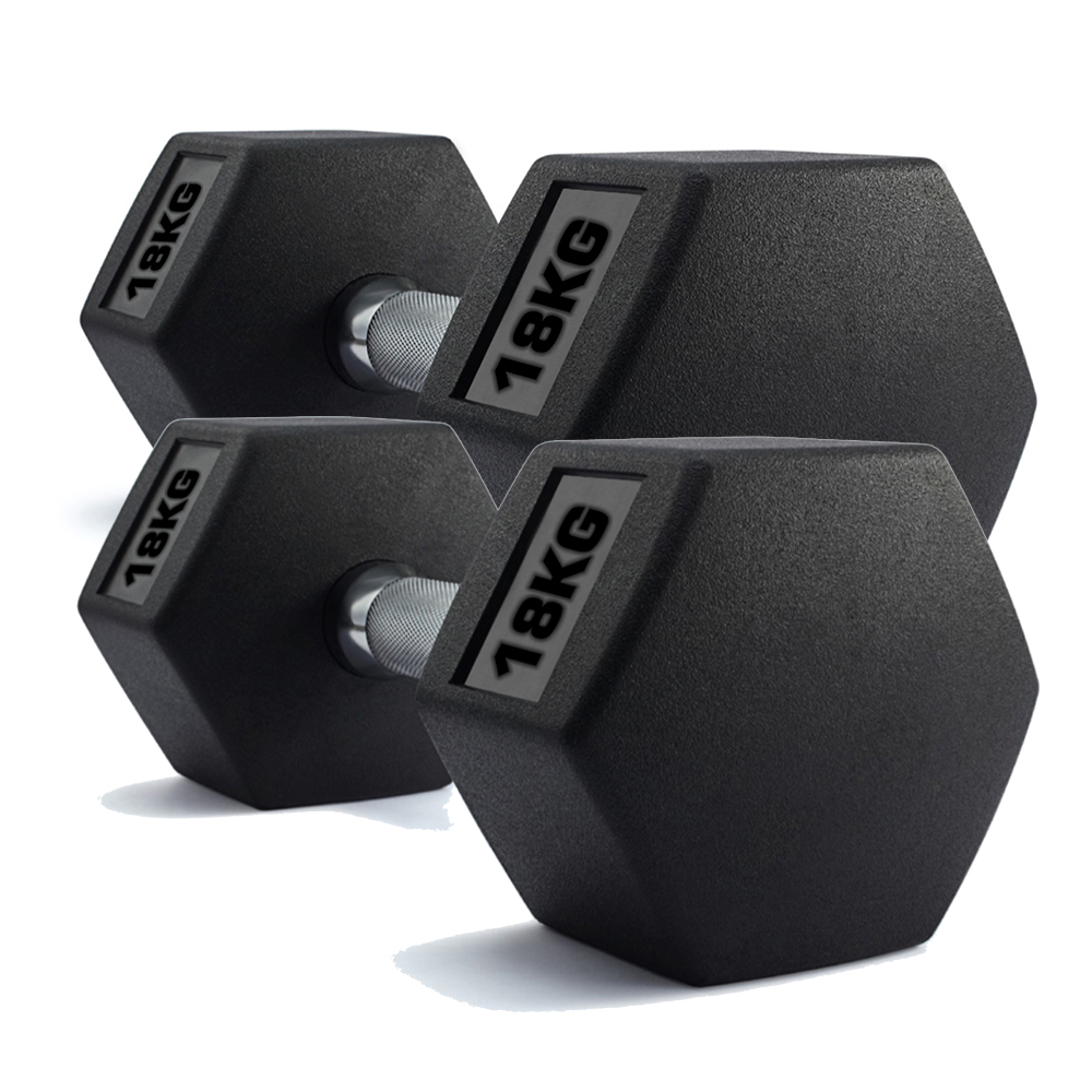 Hex Dumbbells Hexagonal Rubber Encased Ergo Weights Sets Gym Set