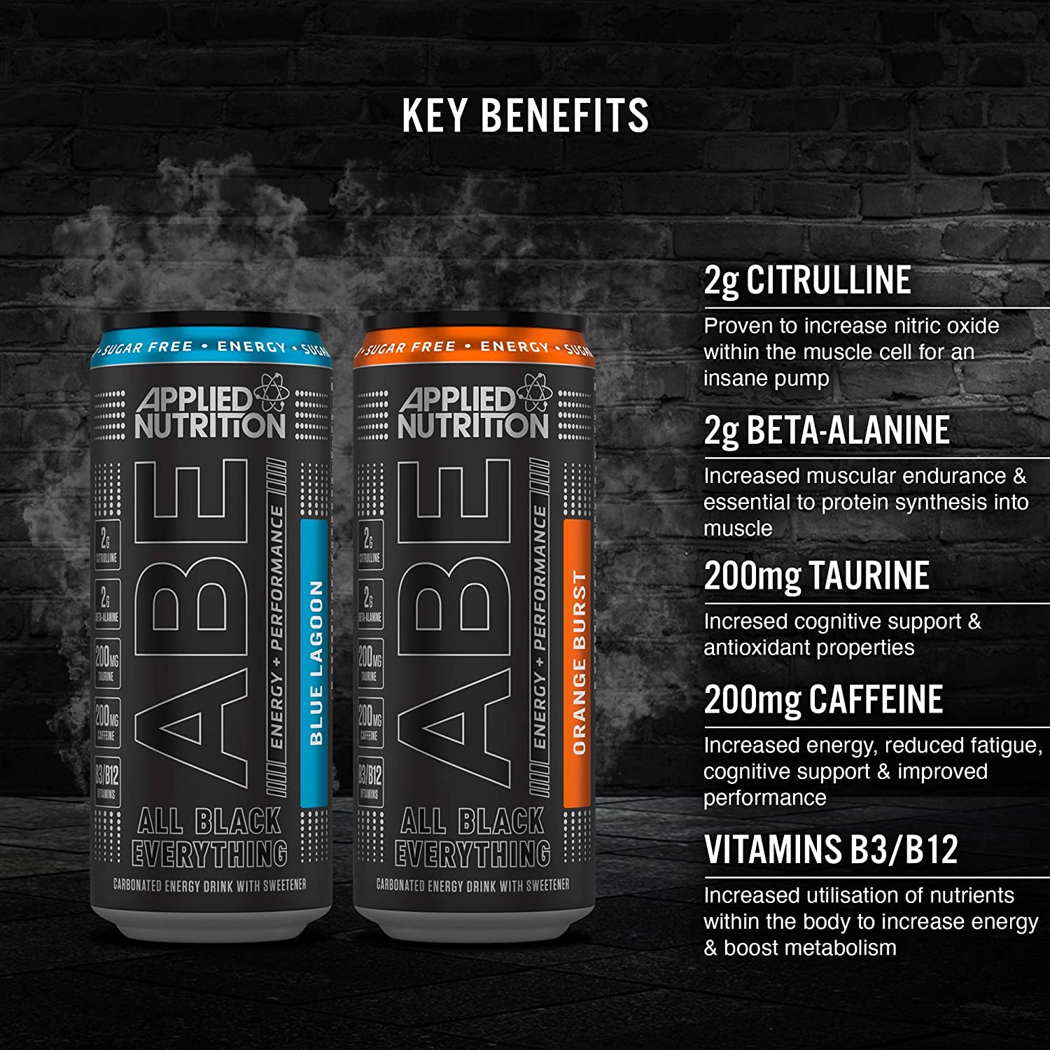 Applied Nutrition ABE Pre Workout Carbonated Energy Drinks Zero Sugar Cans 330ml eBay
