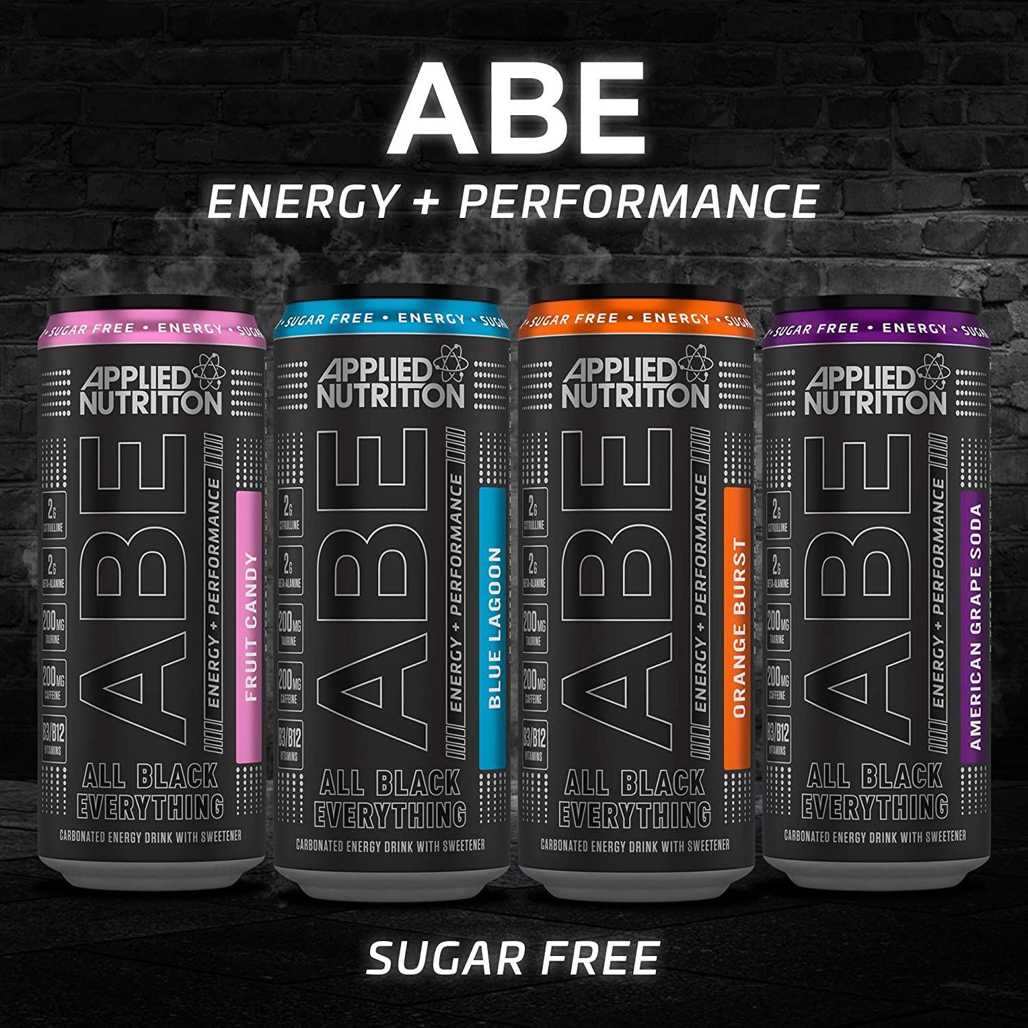 Applied Nutrition ABE Pre Workout Carbonated Energy Drinks Zero Sugar ...