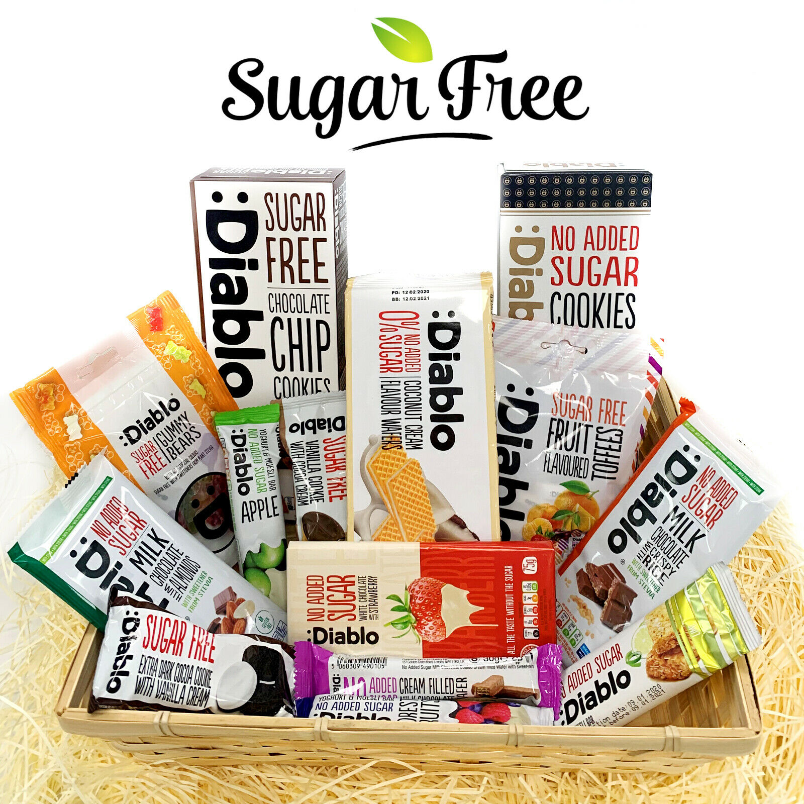 Diablo Diabetic Sugar Free Gift Hamper Box Sweets Gummy Cookies Bar