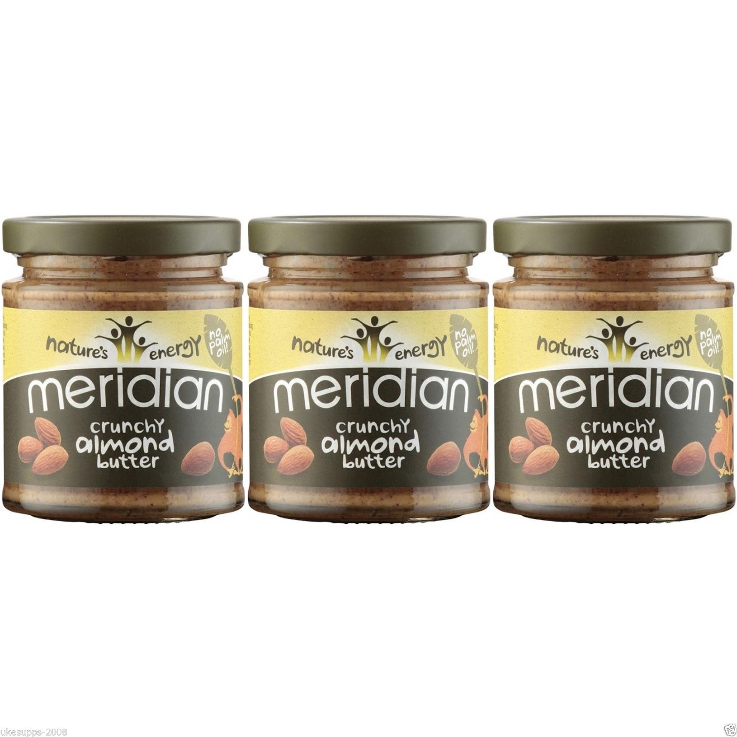Meridian Foods Crunchy Almond Butter 1 / 2 / 3 / 6 x 170g Salt Gluten
