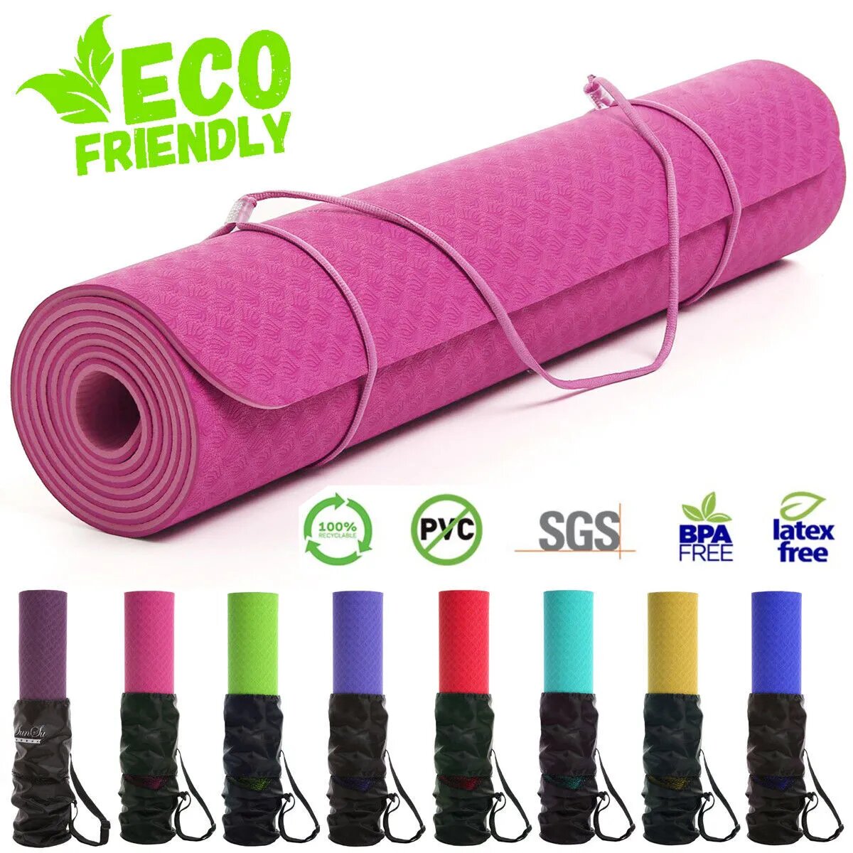 Yoga Mat Non Slip Exercise Gym Floor Pilates Camping Thick Large
