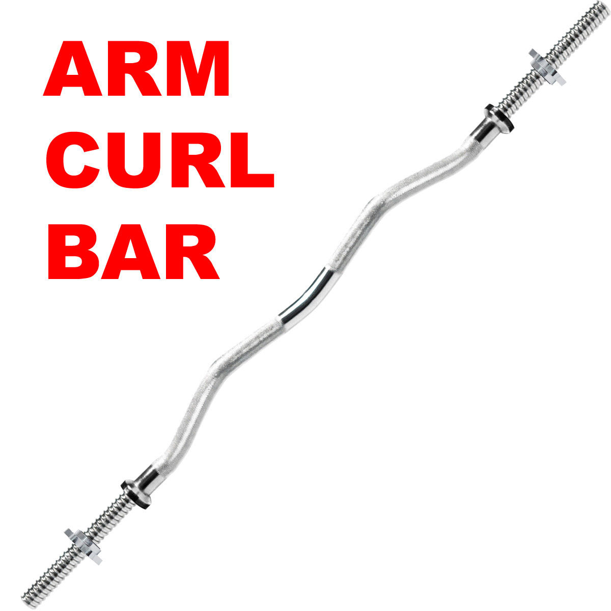 ARM CURL BAR WEIGHT LIFTING WITH SPINLOCK COLLARS HOME GYM FITNESS EZ 1