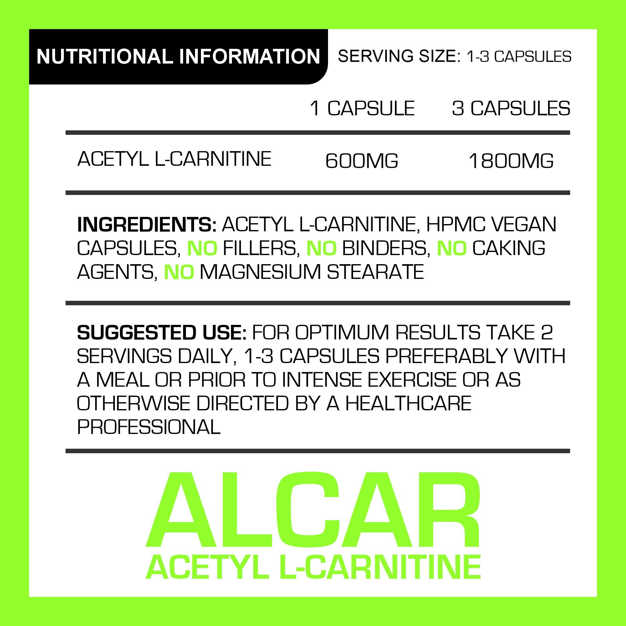 Pure Acetyl L-Carnitine Keto Extreme Diet Pills Slimming 180 Vegan  Capsules600mg