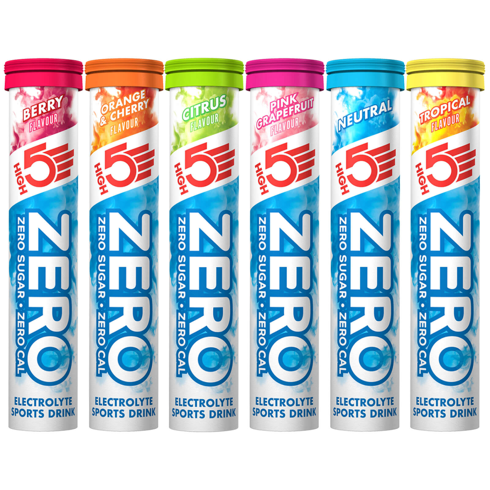 High 5 ZERO Hydratation 8 x 20 comprimé Tubes 8 x 20 Comprimés Orange//Cerise