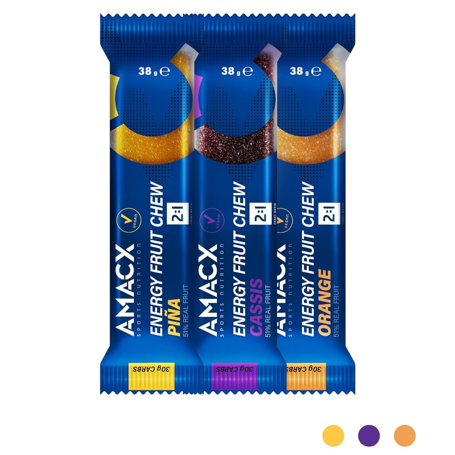 AMACX Energy Bar Fruit Chew 51% Fruit- Sports Bars, 12 x 38g Bars
