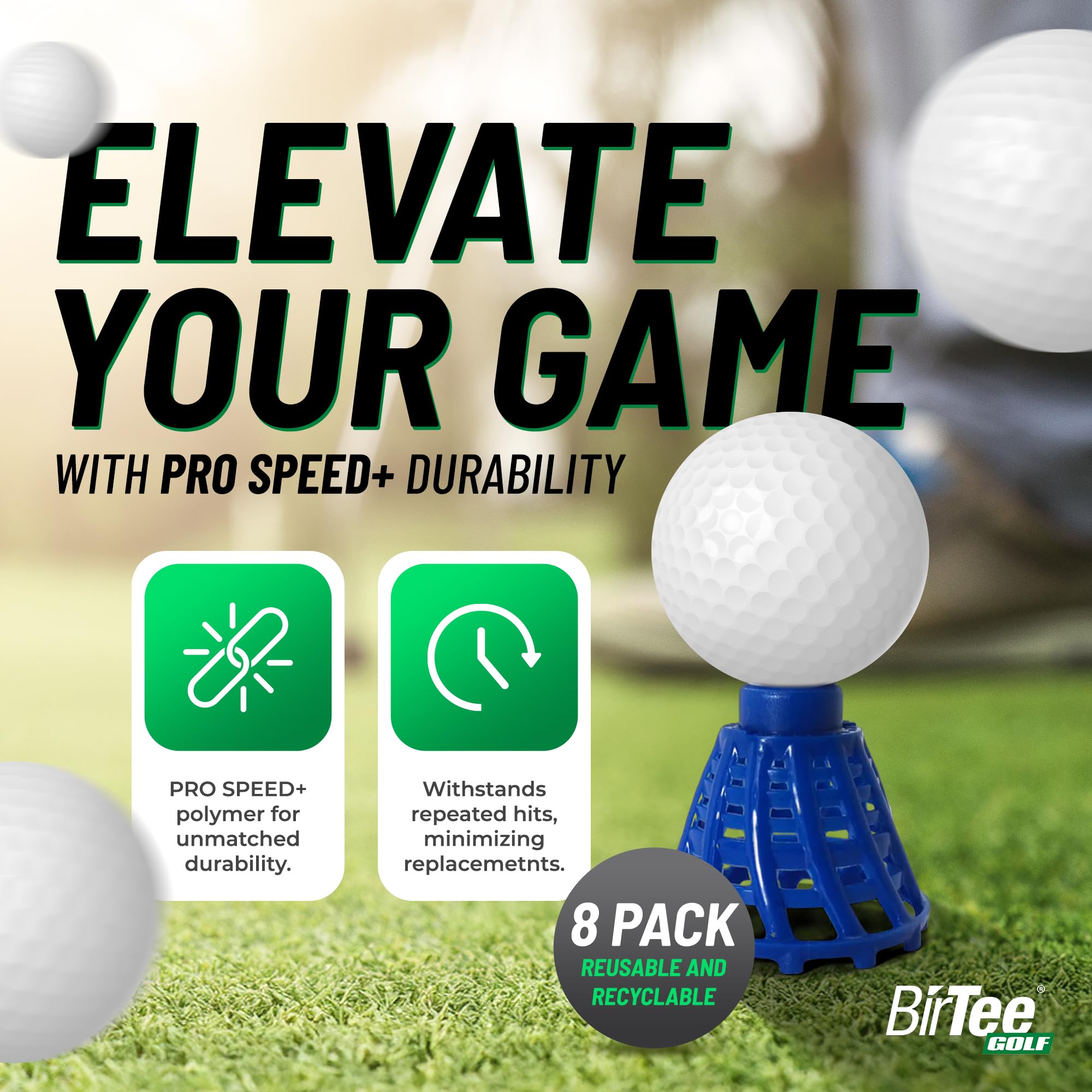BirTee PRO Speed PLUS Golf Tees - 8 Pack. Indoor/Simulator/Winter Durable Tees BirTee PRO Speed PLUS Golf Tees - 8 Pack. Indoor/Simulator/Winter Durable Tees