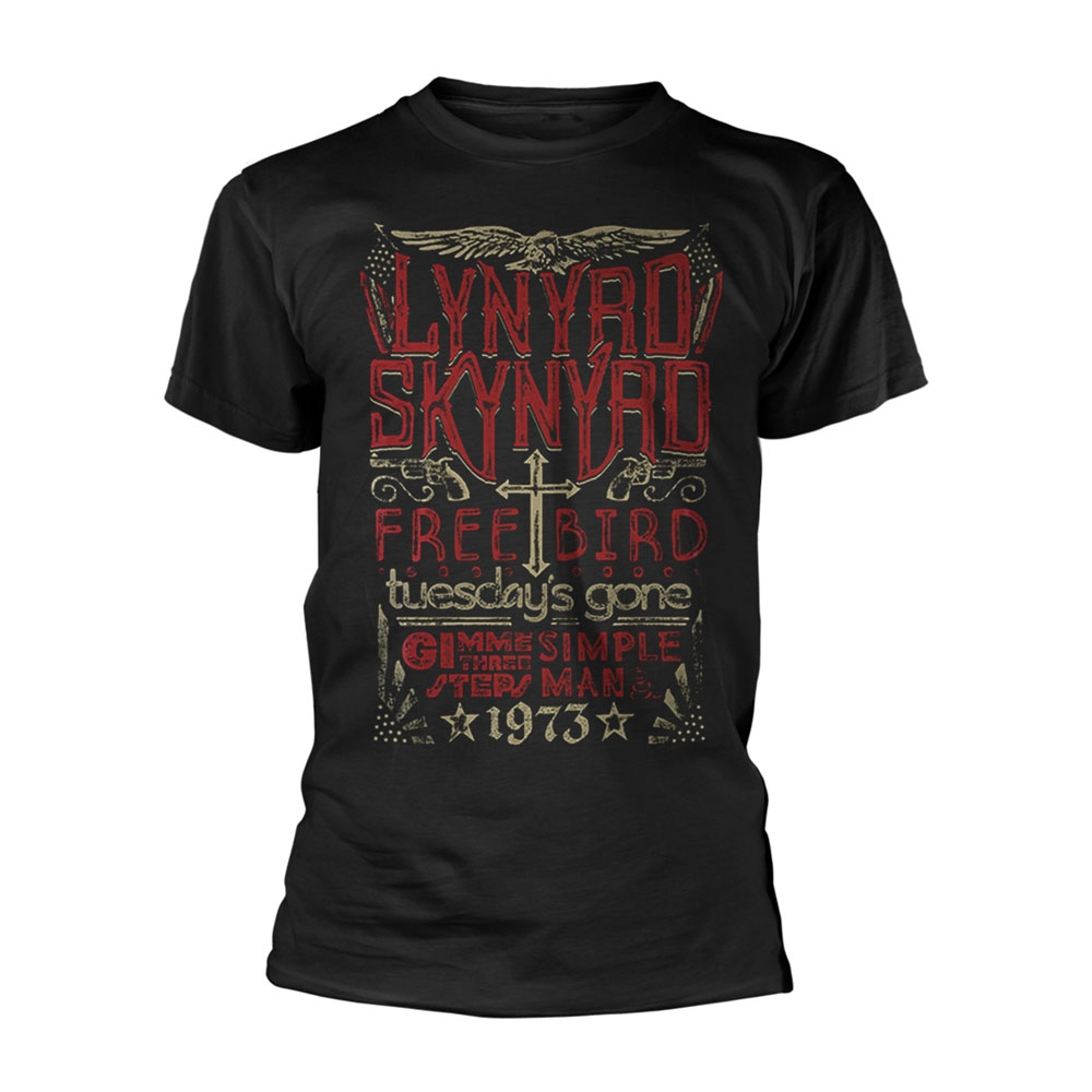 Lynyrd Skynyrd Free Bird 1973 Hits Black T-Shirt NEW OFFICIAL