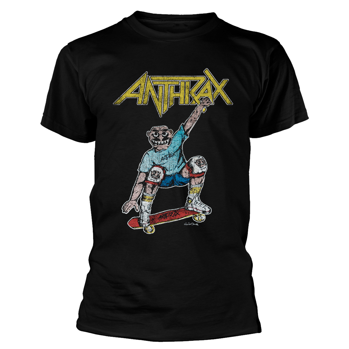 Anthrax Spreading Skater Notman Vintage Black T-Shirt NEW OFFICIAL