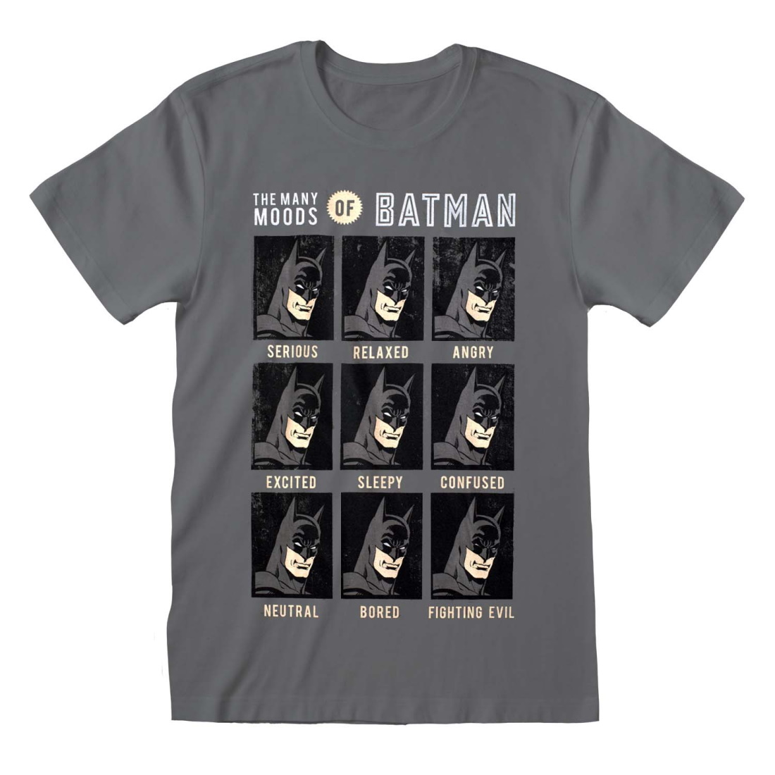 Batman 'Many Moods of Batman' (Gris) Camiseta ¡NUEVO Y OFICIAL
