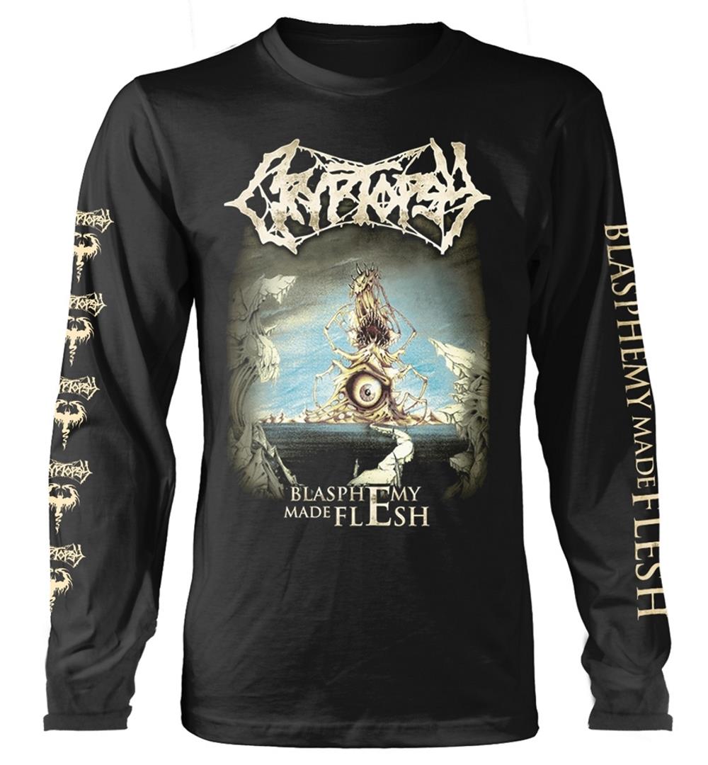 eBay プリント 長袖 クロップド丈 トップス Cryptopsy Blasphemy Made Flesh Black Long Sleeve Shirt NEW