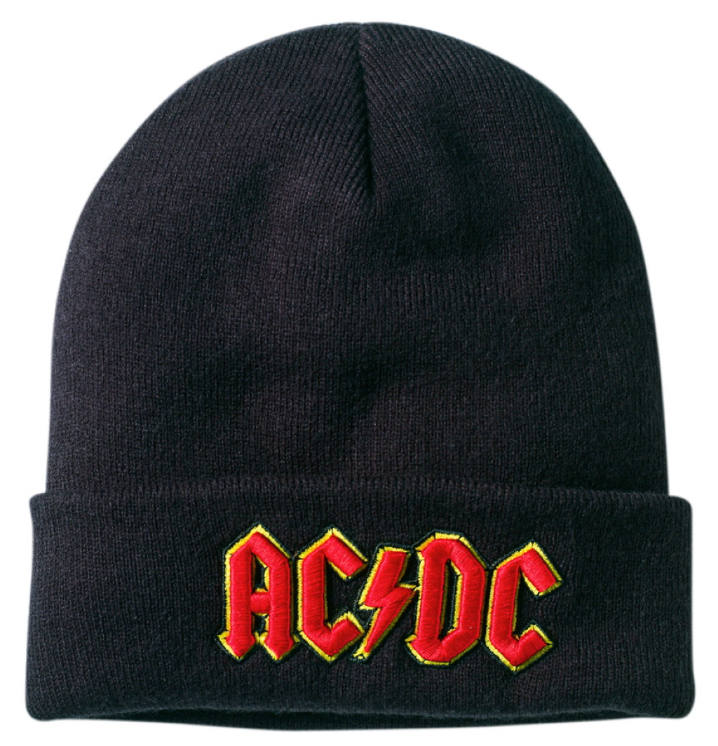 Black NEW /& OFFICIAL! Beanie Hat Amp AC//DC /'Logo/'