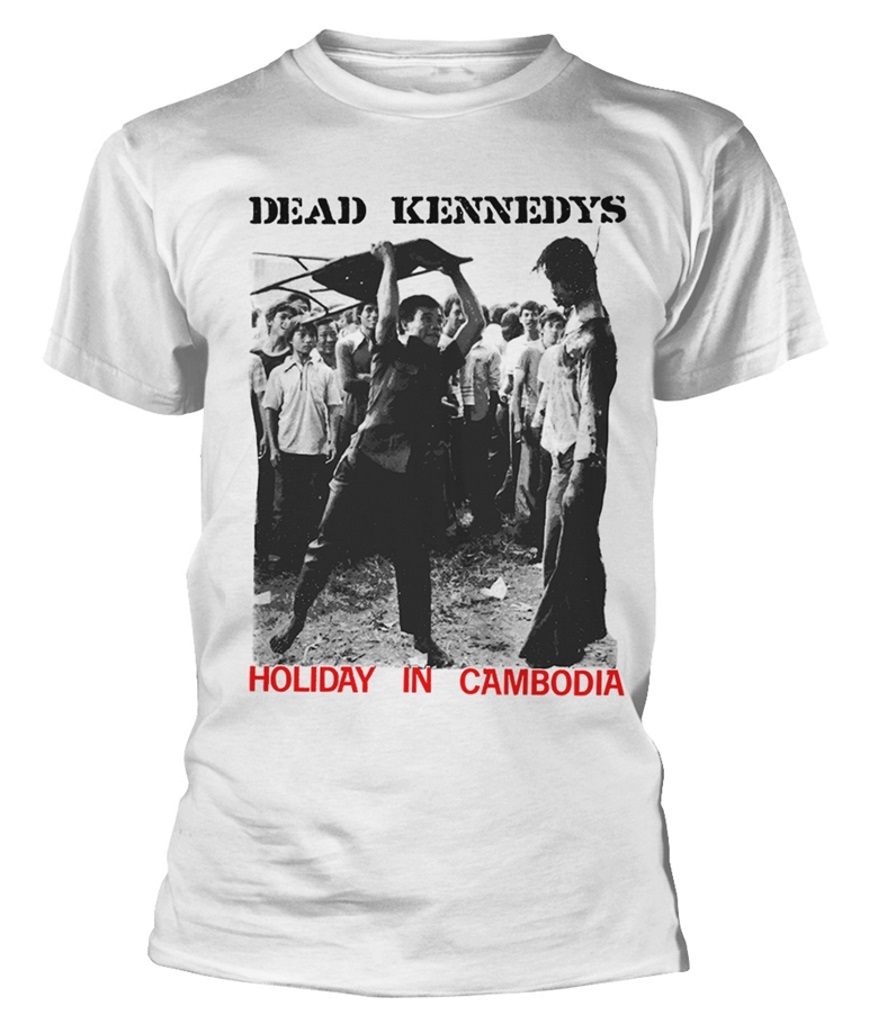 トップス DEAD KENNEDYS HOLIDAY IN CAMBODIA Dead Kennedys Holiday In Cambodia White T-Shirt NEW OFFICIAL