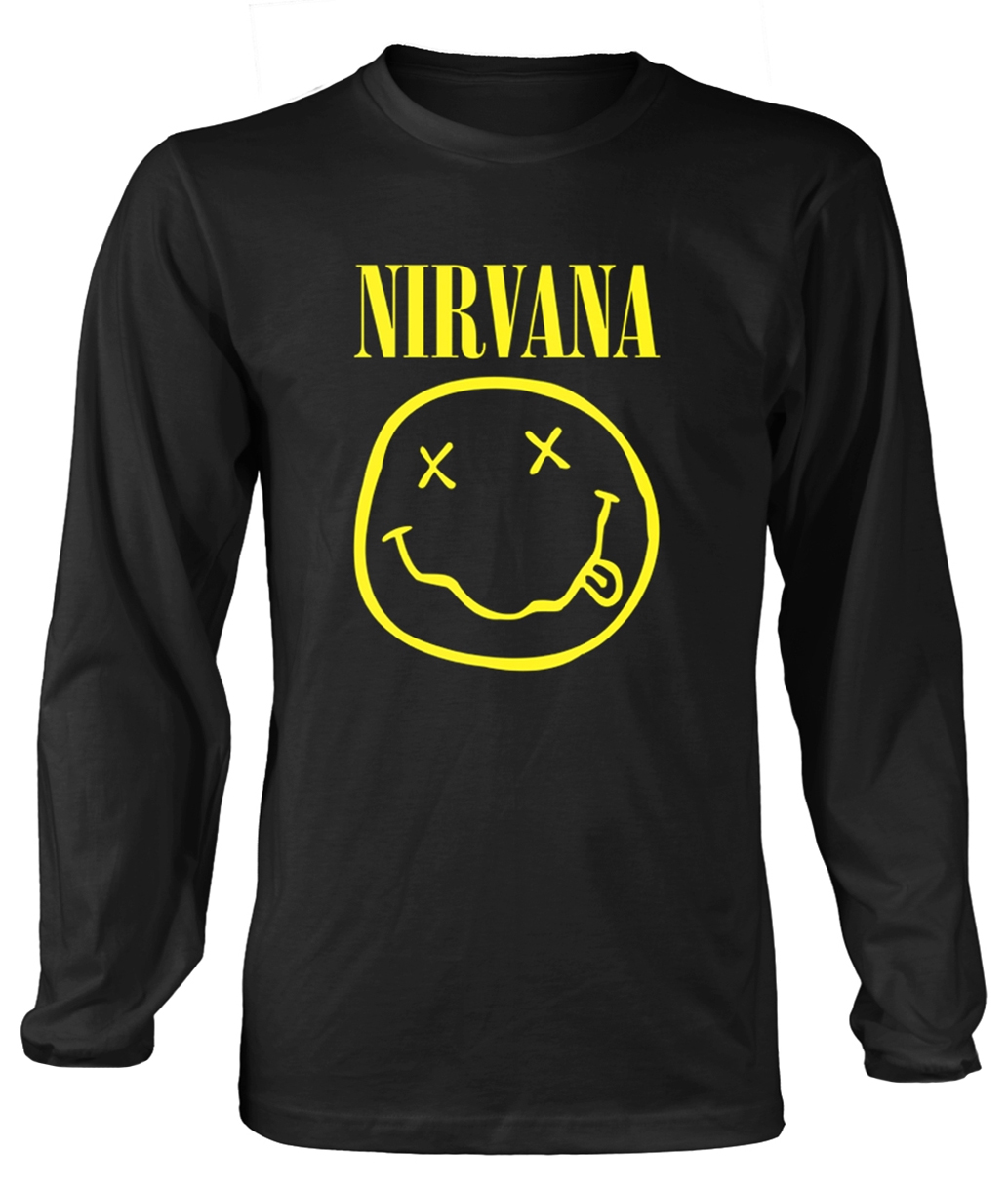 Nirvana 'Smiley Logo' Long Sleeve Shirt - NEW & OFFICIAL! | eBay