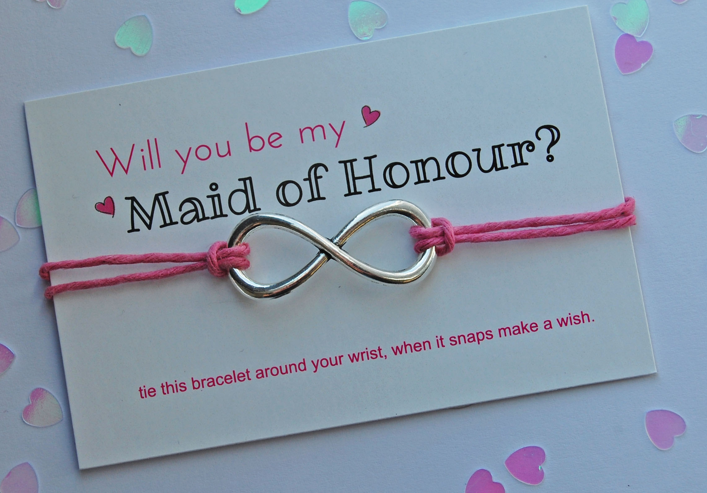 Team Bride Wish Bracelets Pink Flower Charm Maid Of Honour Ebay Picture 4 Of 6