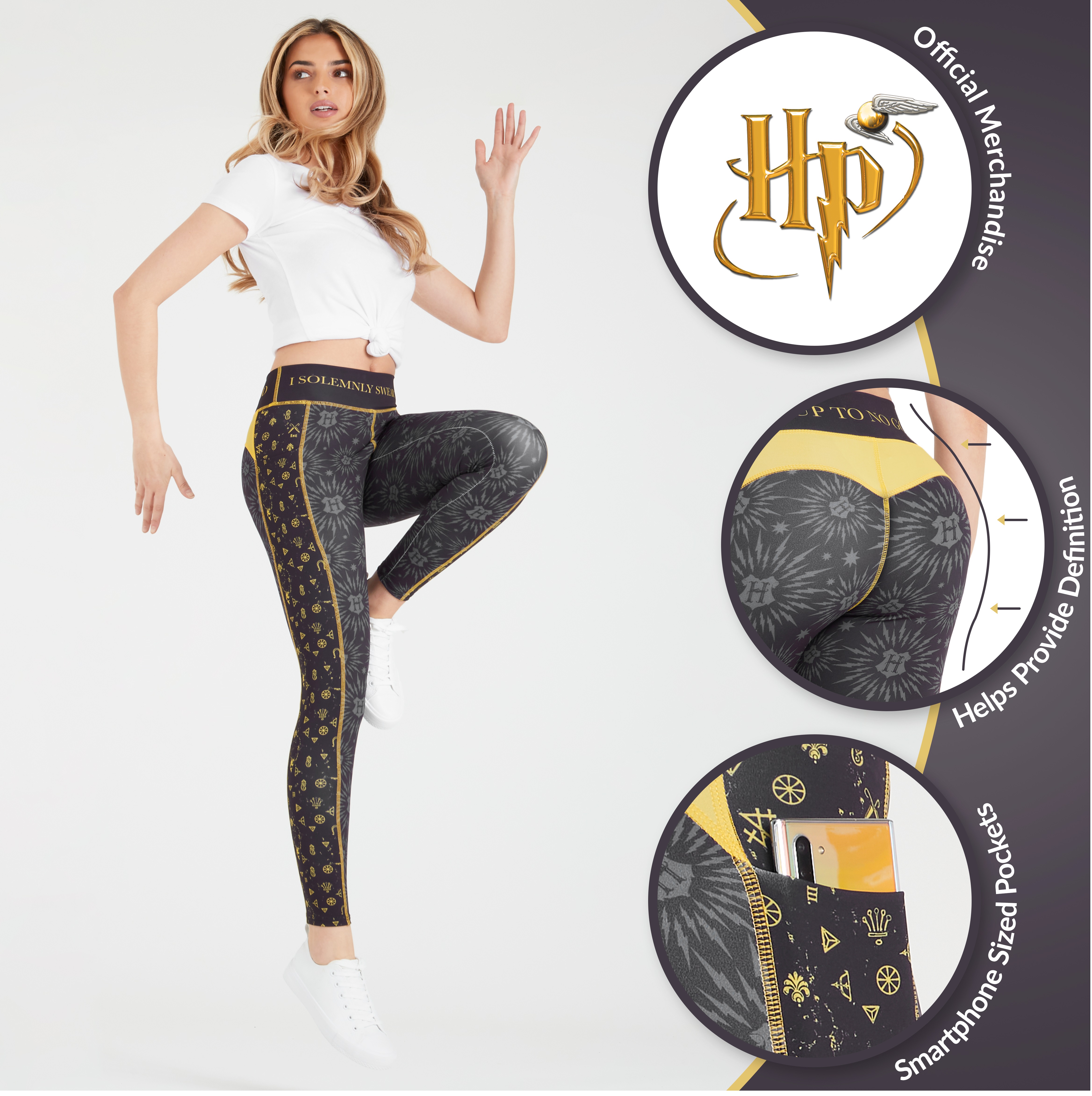 Harry Potter Women's Leggings, Workout Gym Leggings for Ladies and